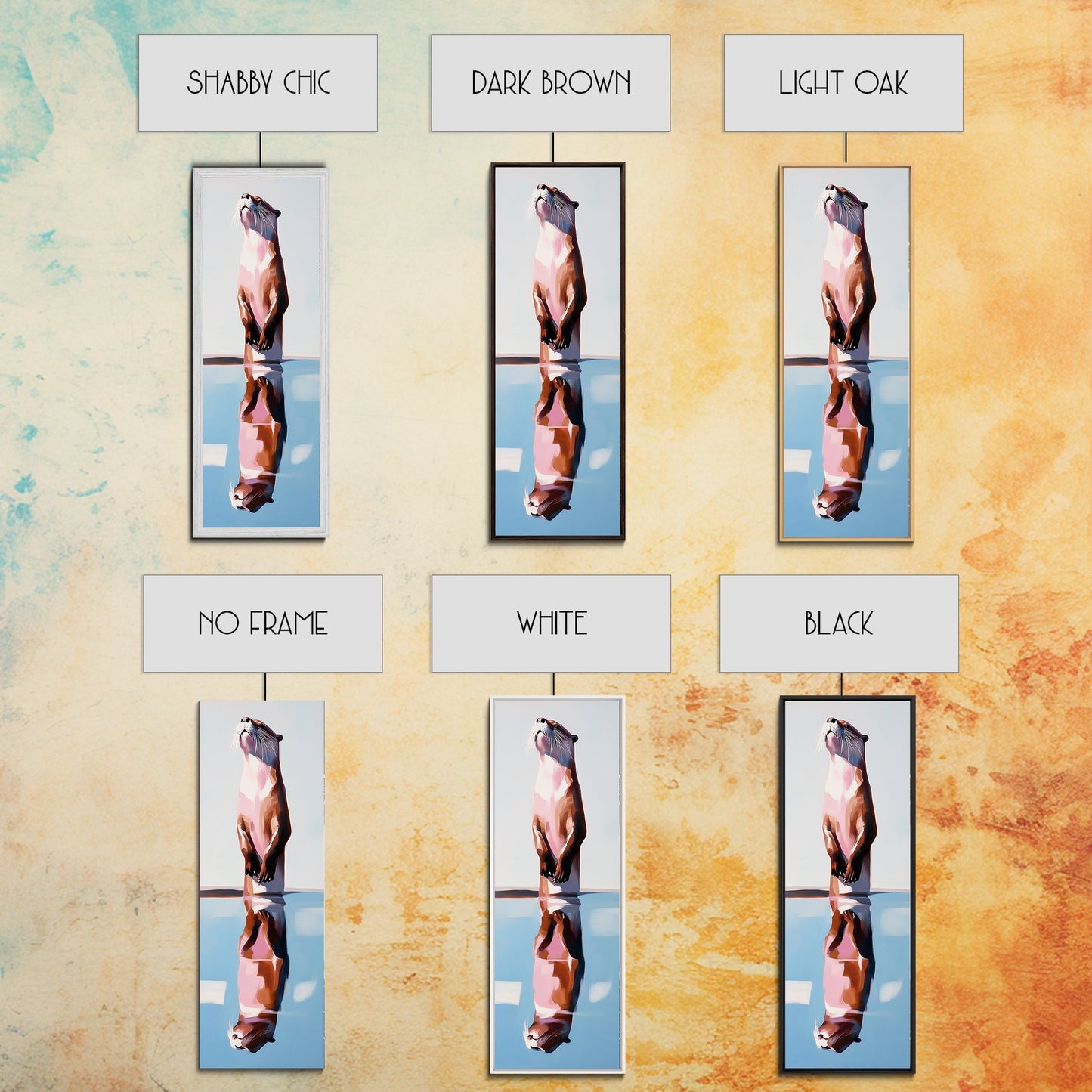 Otter Reflection, Wildlife Art, Nature Photography, Cute Animal, Minimalist Art, Boho Style, Unique Gift, Canvas Print