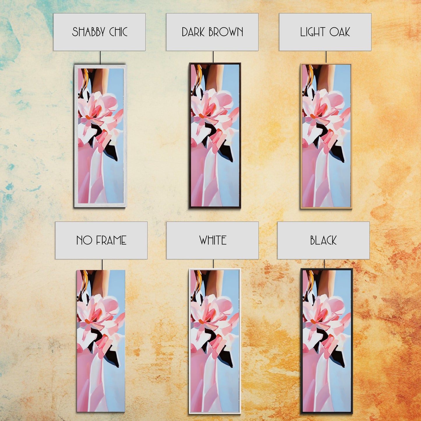 Pink Flowers, Floral Elegance, Feminine Botanical Art, Chic Wall Decor, Romantic Aesthetic, Modern Bloom Painting, Framed Canvas Print