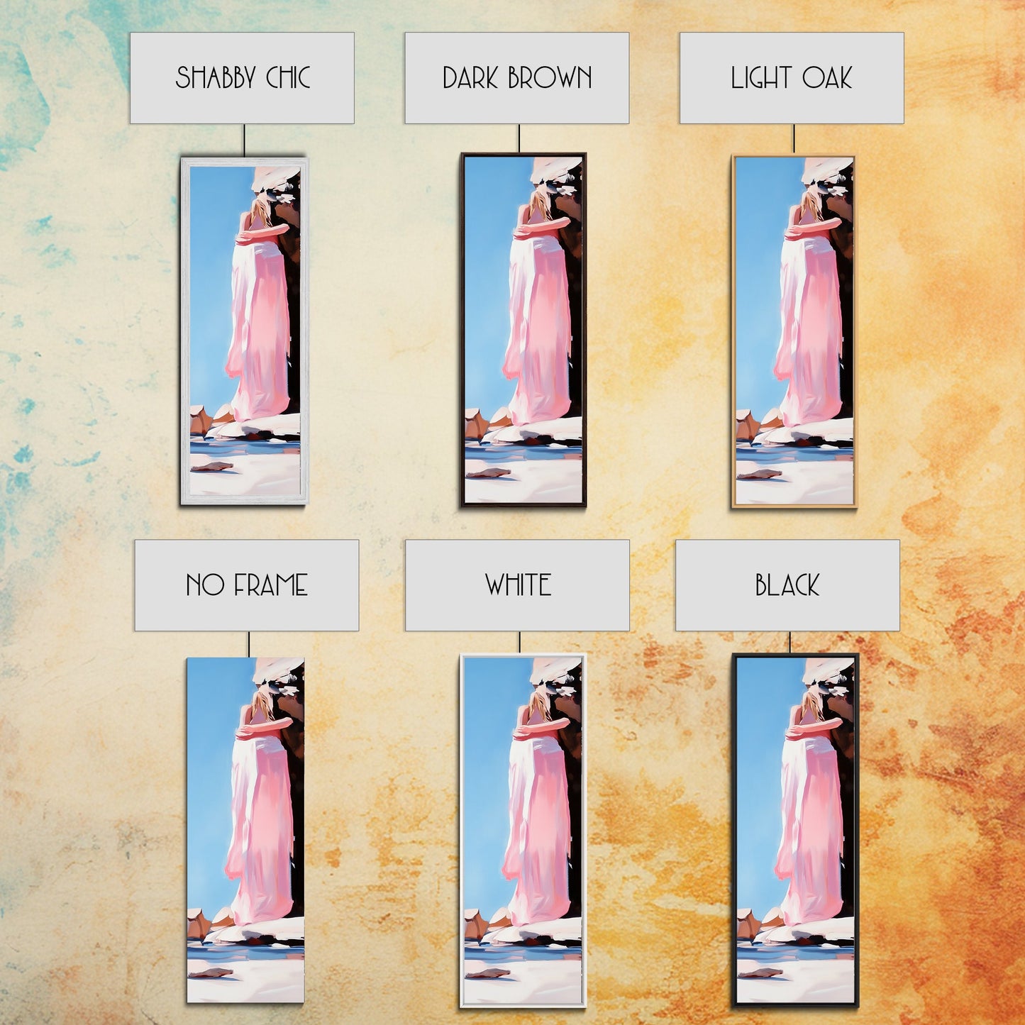 Embracing Couple, Romantic Wall Art, Beach Sunset, Minimalist Love Art, Framed Canvas Print, Dreamy Home Decor, Modern Aesthetic