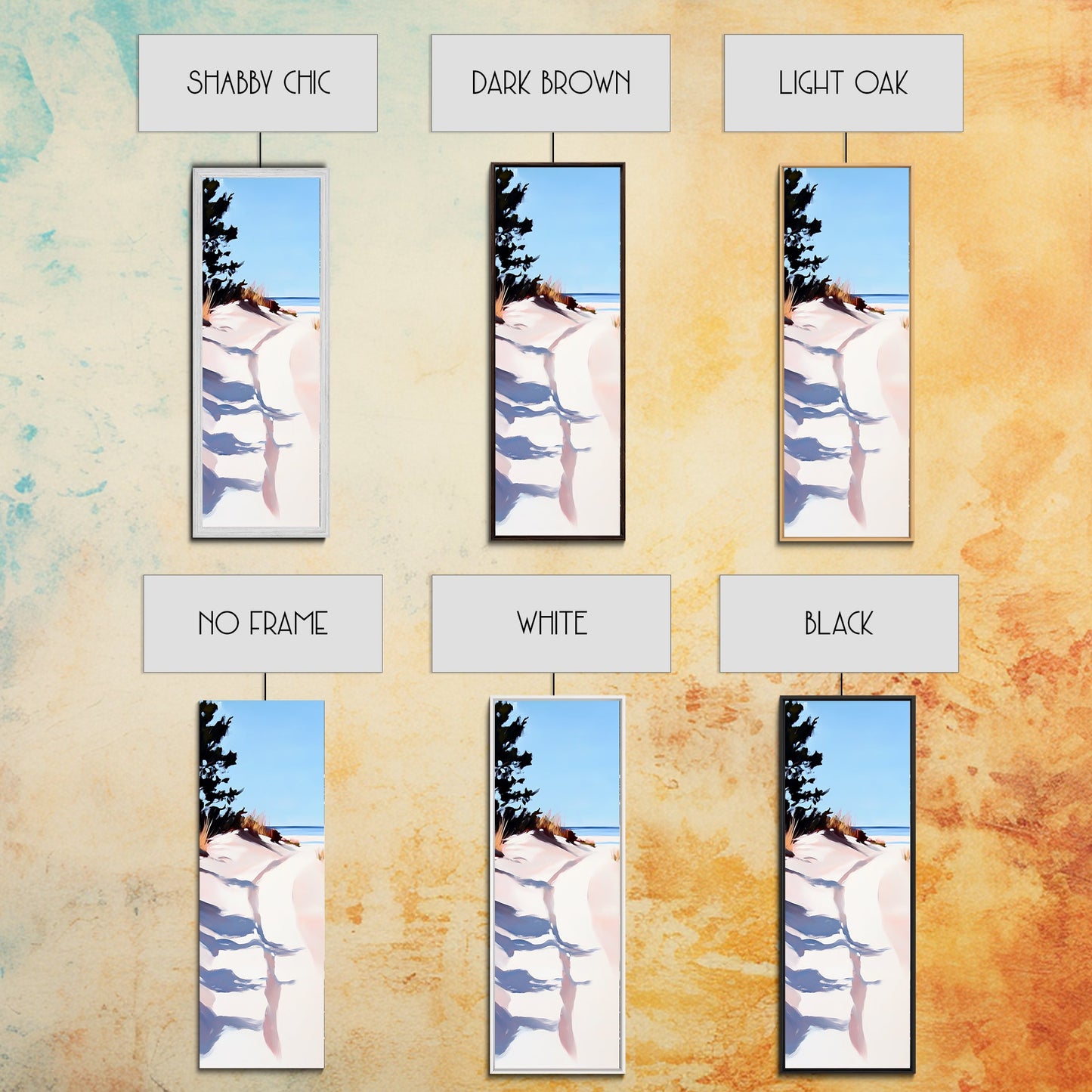 Meerespromenade, Dünen und Schatten, Küstenidylle, sanftes Licht, gerahmter Leinwanddruck, Wandbild fürs Wohnzimmer, Strandhausdeko