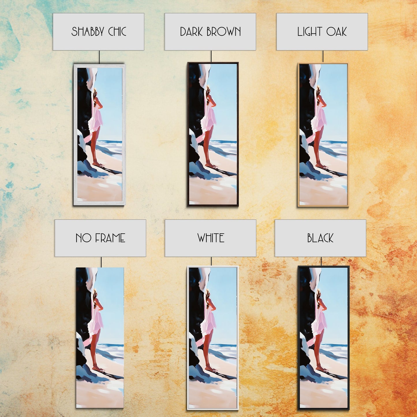 Serene Woman, Beach Reflection, Feminine Art, Framed Canvas Print, Coastal Aesthetic, Boho Minimalist, Bedroom Decor, Neutral Palette