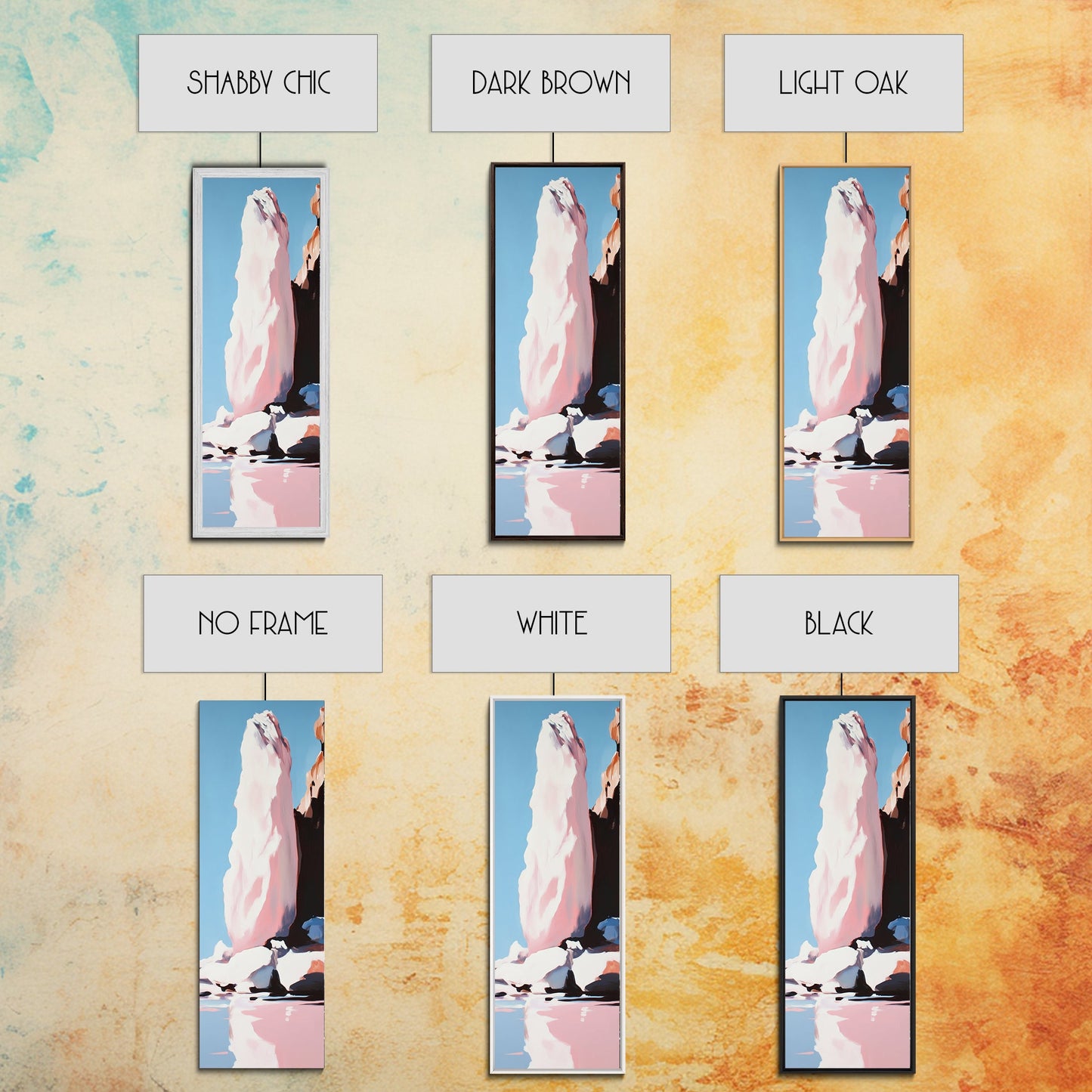 Iceberg, Arctic, Frozen Landscape, Blue, White, Modern Home Art, Minimalist, Winter, Living Room, Office, Framed Canvas Print