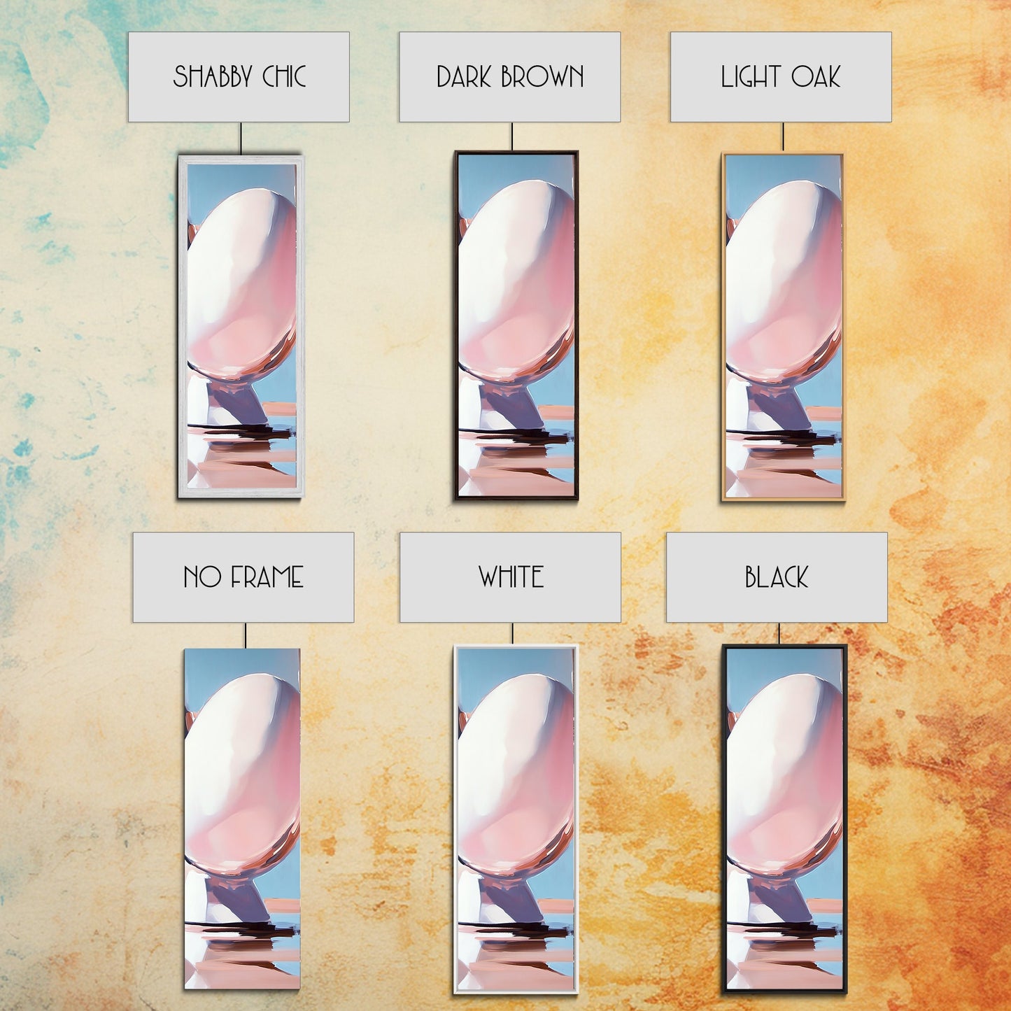 Abstract Reflection, Pink, Blue, Modern Art, Minimalist, Surrealist, Contemporary, Stylish, Bedroom, Framed Canvas Print