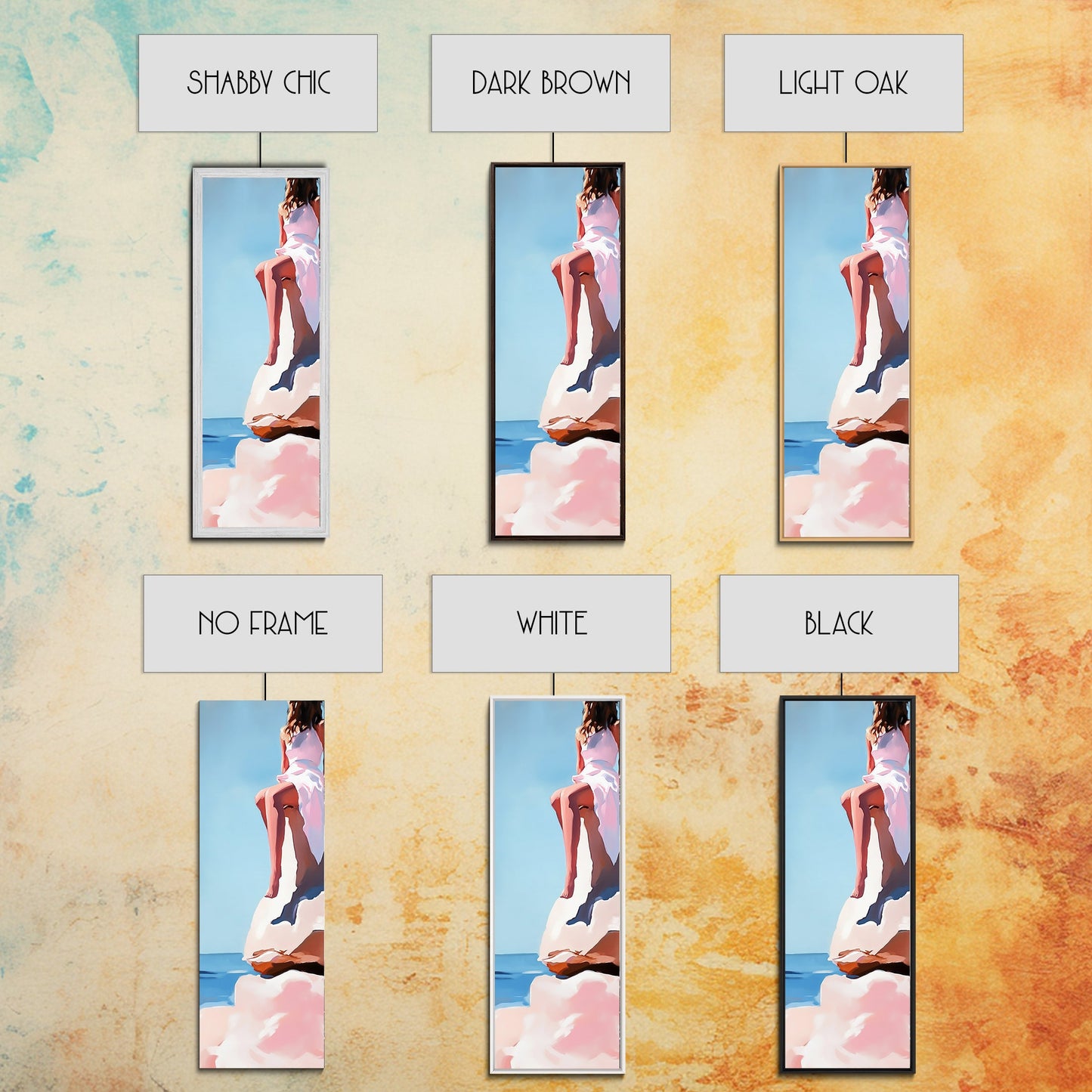 Seaside Muse, Minimalist Beach Art, Boho Coastal Wall Decor, Serene Ocean View, Contemporary Painting, Canvas Print, Bedroom Wall Art