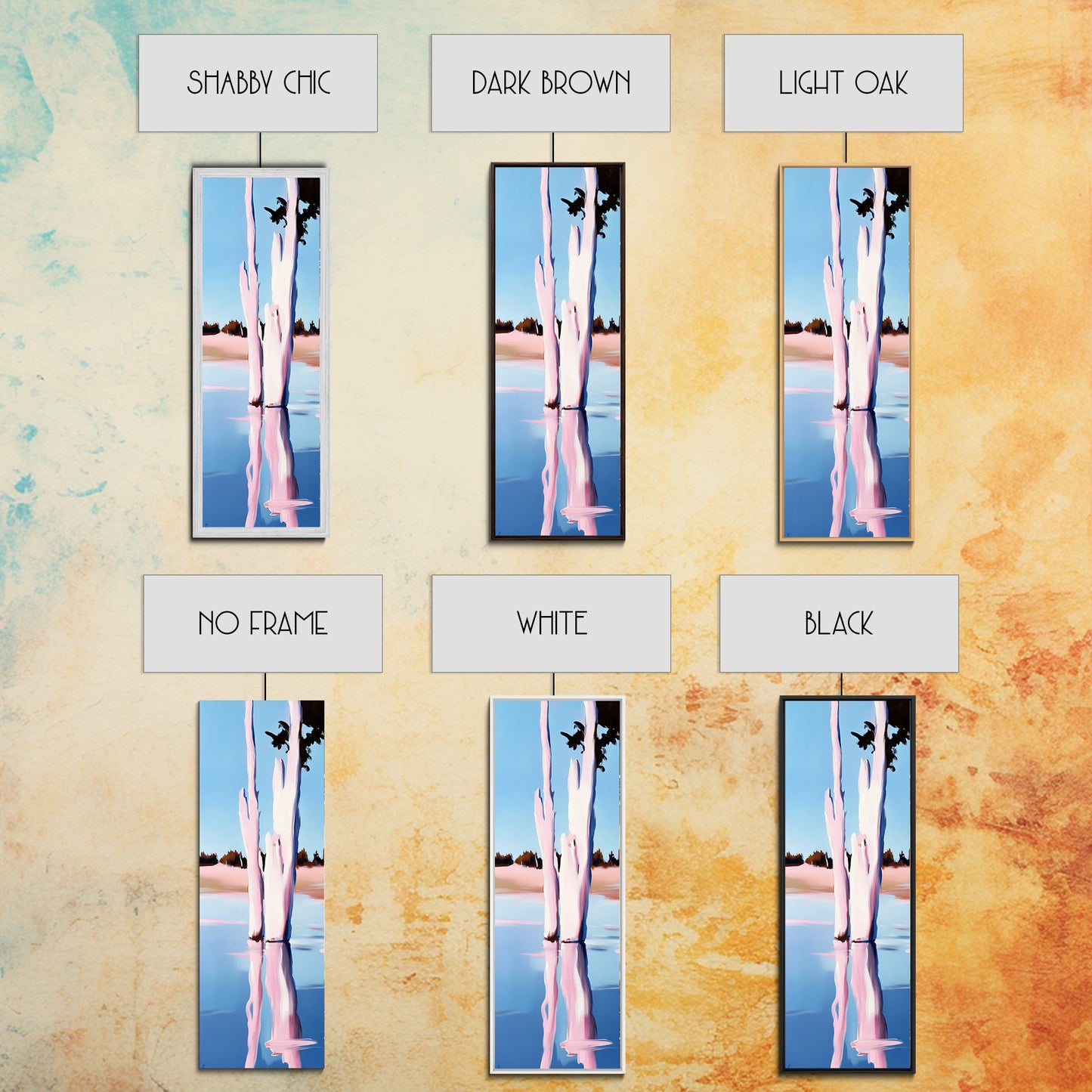 Pink Trees, Lake Reflection, Minimalist Nature, Calm Water Scene, Soft Pastel Wall Art, Tranquil Framed Canvas Print, Zen Home Decor