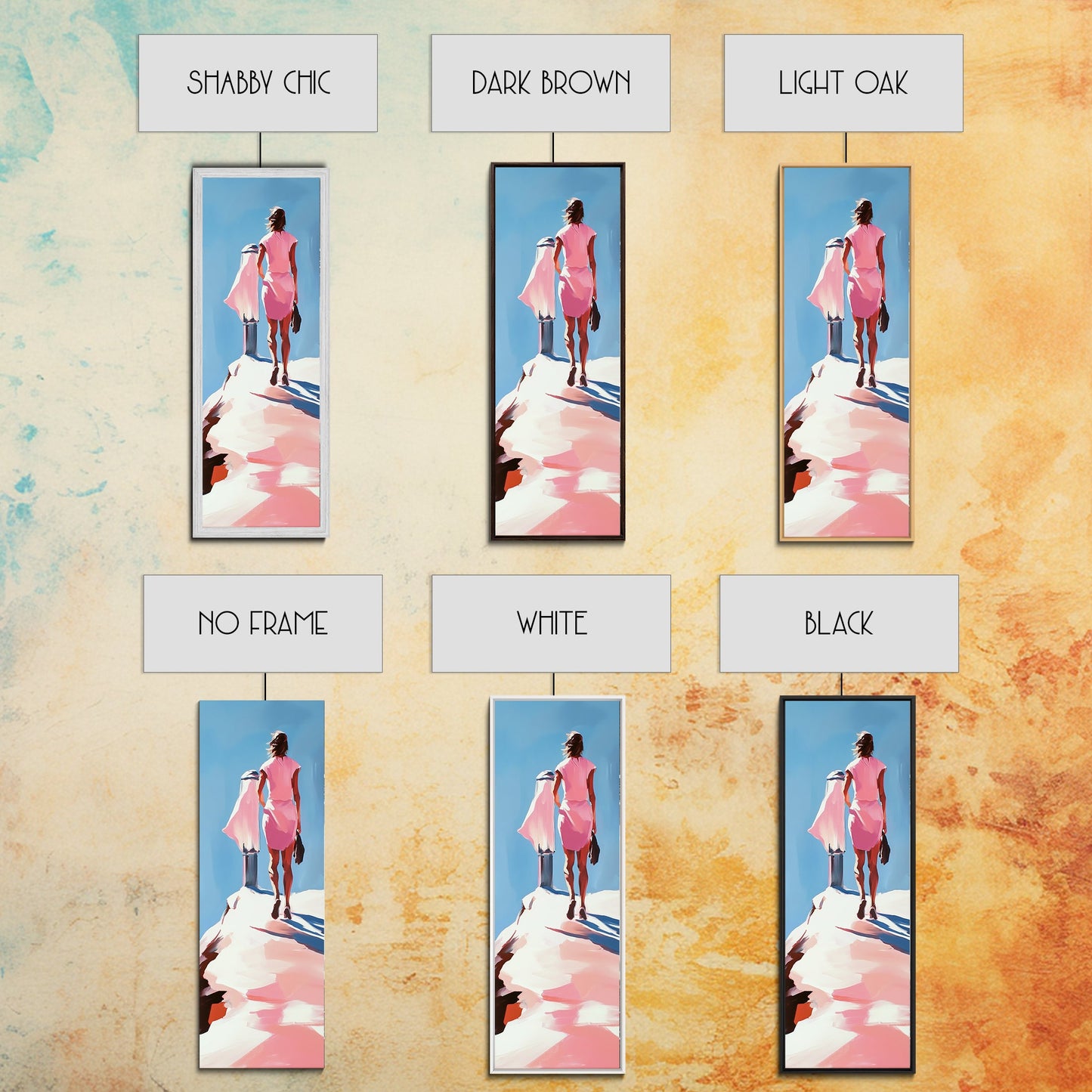 Fashion Model Walking, Feminine Wall Art, Chic Bedroom Decor, Soft Pastel Aesthetic, Minimalist Fashion Illustration, Canvas Print