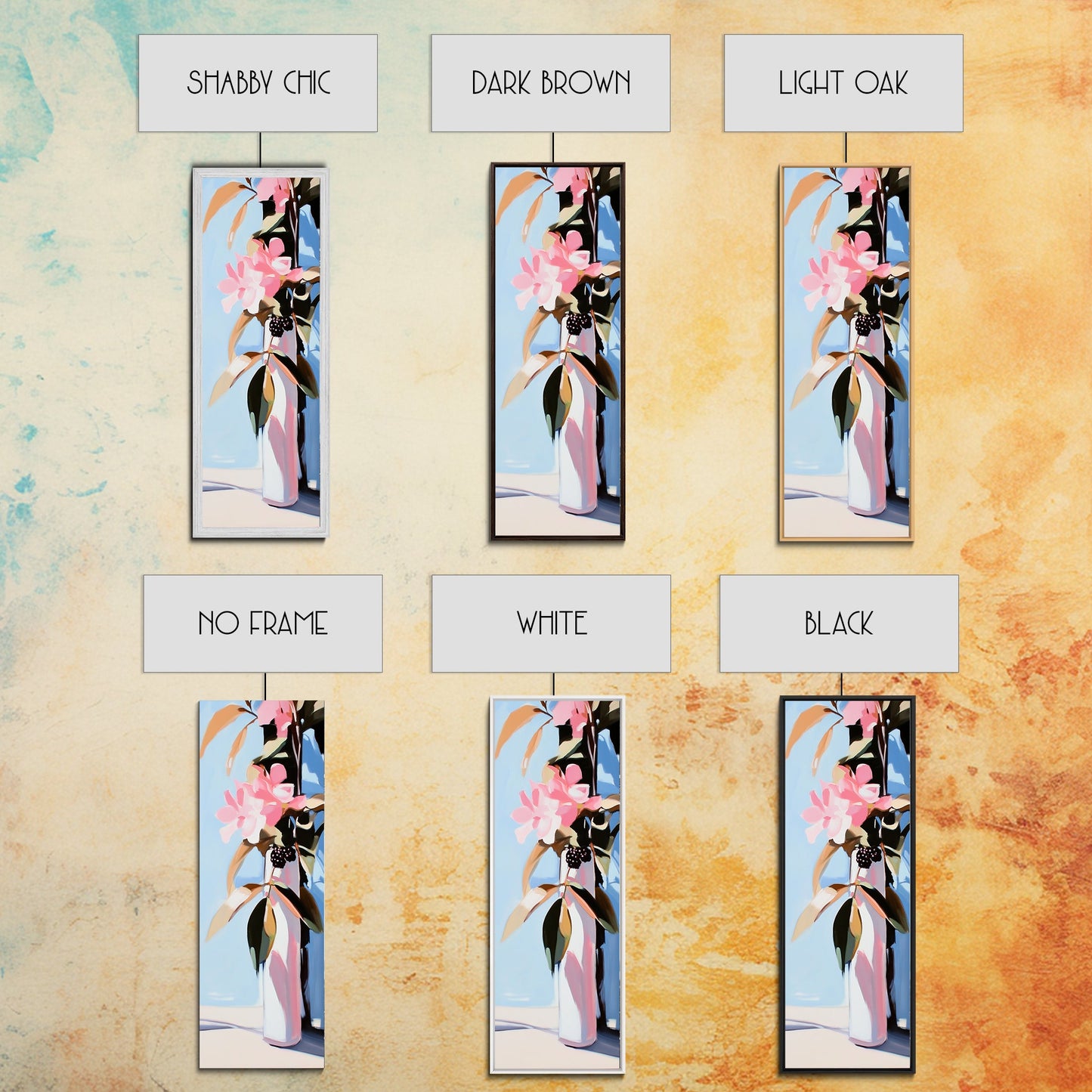 Floral Vase, Pink Flowers, Boho Botanical, Framed Canvas Print, Nature Wall Art, Bedroom Decor, Soft Aesthetic Art, Floral Wall Art