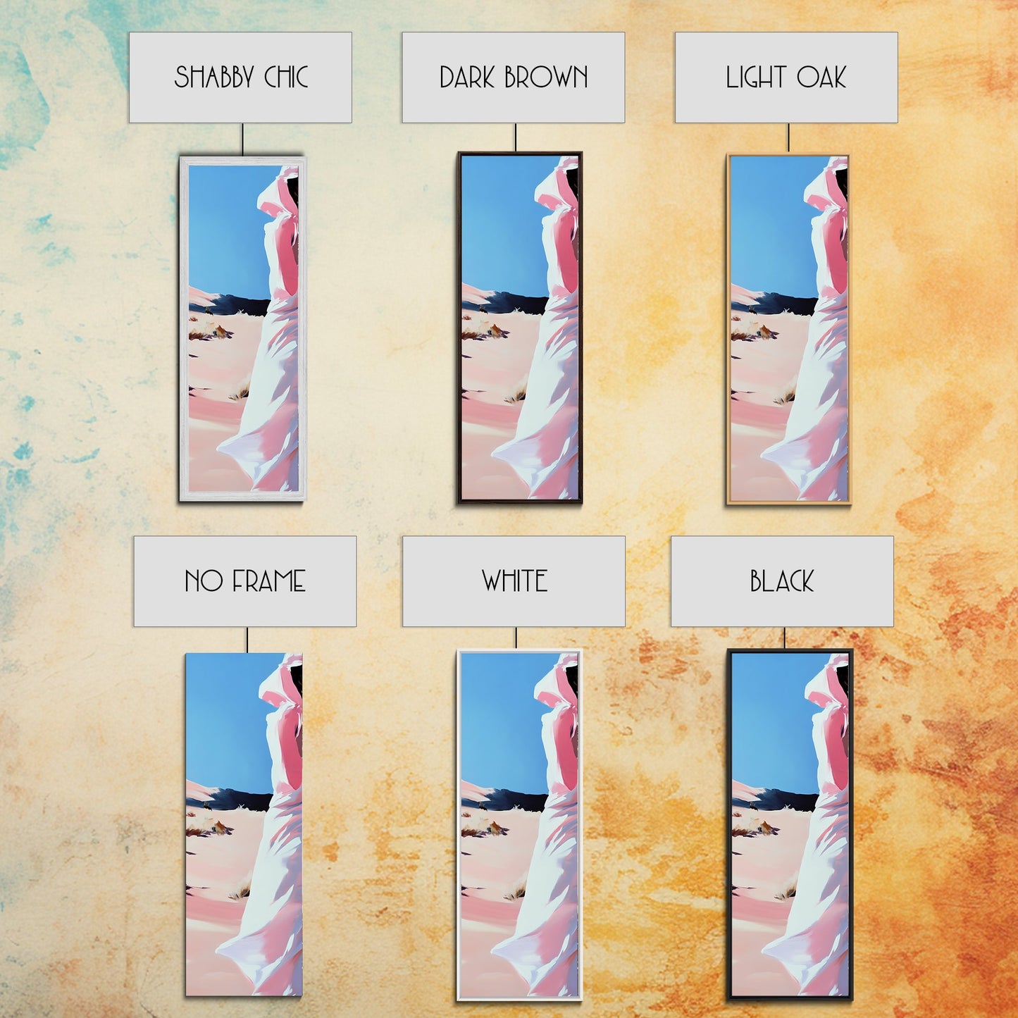 Wüstenspaziergang, Modische Wandkunst, Minimalistischer Figurendruck, Warme Farbtöne, Neutrale Wanddekoration, Moderne Ästhetik, Gerahmter Leinwanddruck