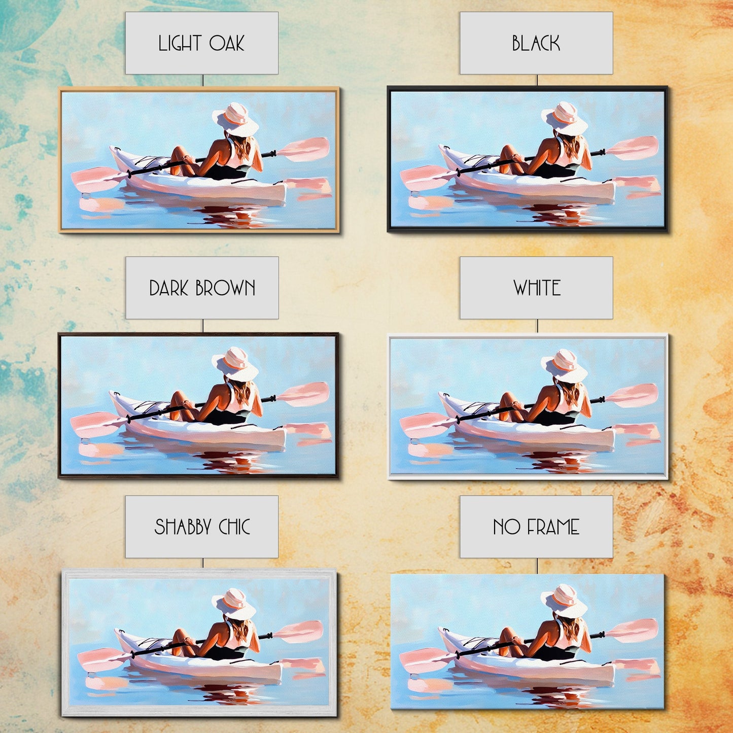 Kayaker, Summer Adventure, Water Sports Art, Canvas Print, Minimalist Wall Decor, Coastal Home Art, Boho Beach Painting, Modern Artwork