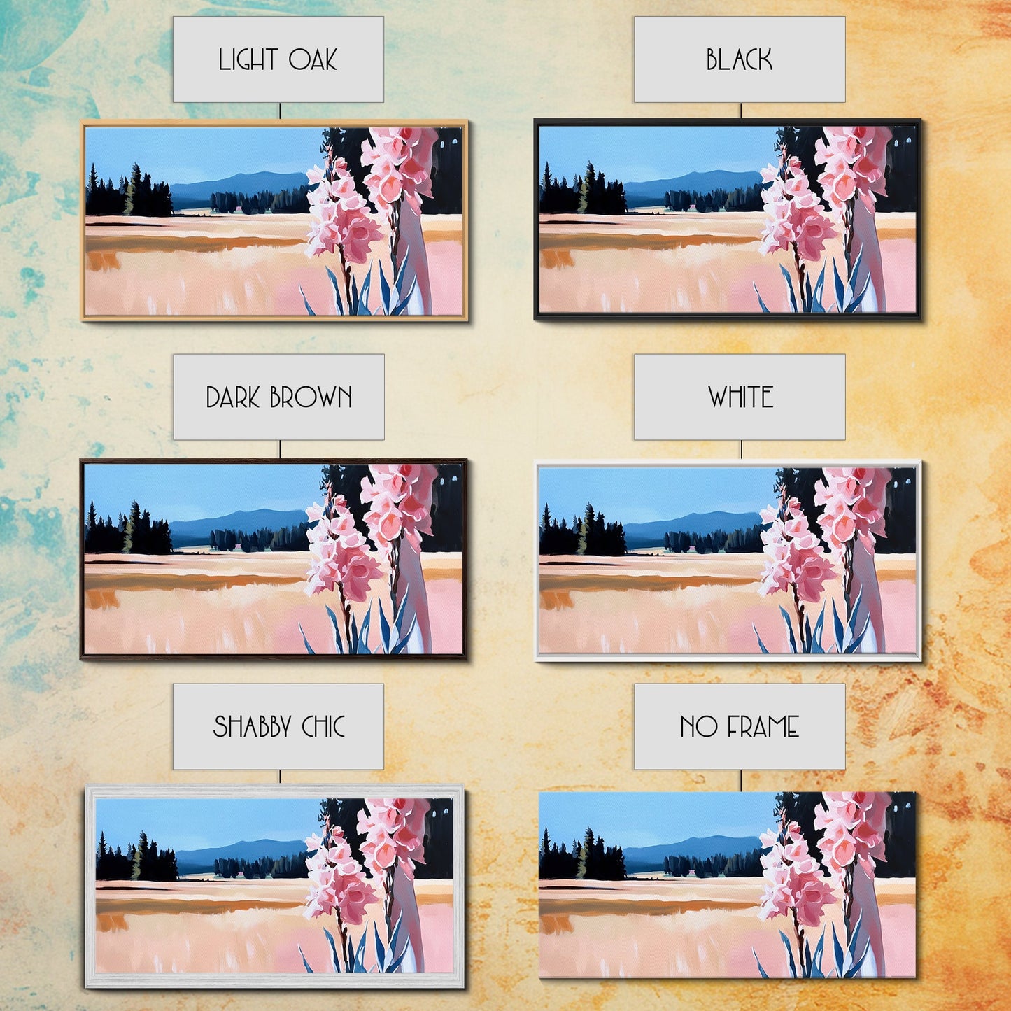 Rosa Blumen, Naturlandschaft, Wandbild im Landhausstil, Blumenästhetik, Boho-Dekor, Schlafzimmer-Wandbild, Minimalistische Kunst, Leinwanddruck