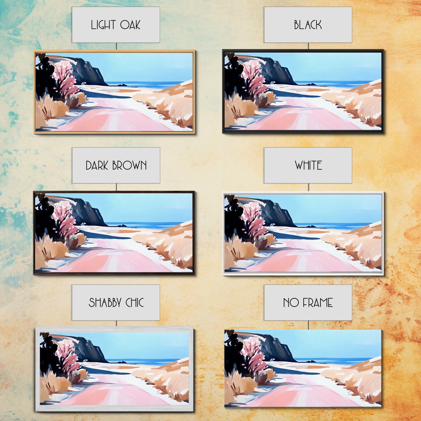 Ocean Road, Coastal Drive, Scenic Beach Art, Framed Canvas Print, Nautical Decor, Minimalist Landscape, Calm Vibes, Living Room Wall Art