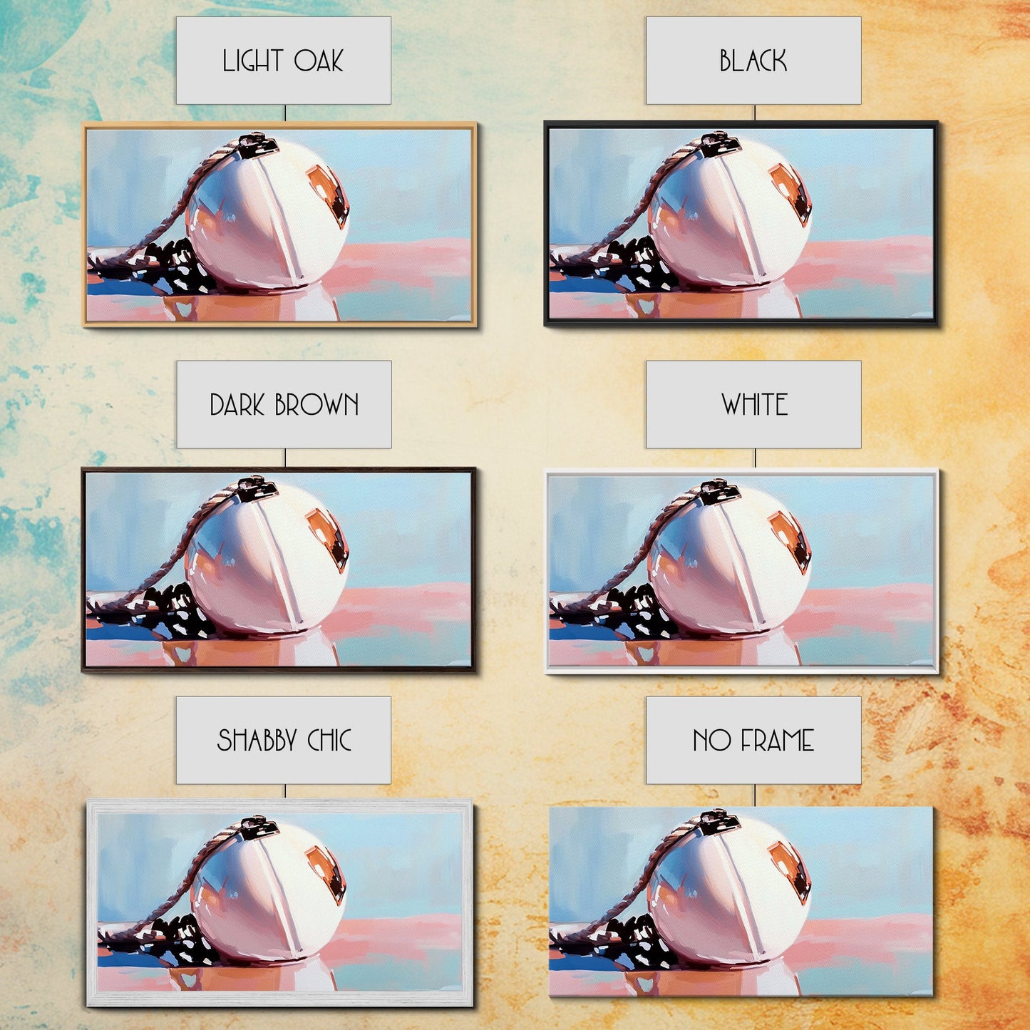 Nautische Boje, Küstenkunst, Minimalistischer Küstenstil, Meeresspiegelungen, Nautische Ästhetik, Dekoration mit Meeresmotiven, Leinwanddruck, Badezimmer