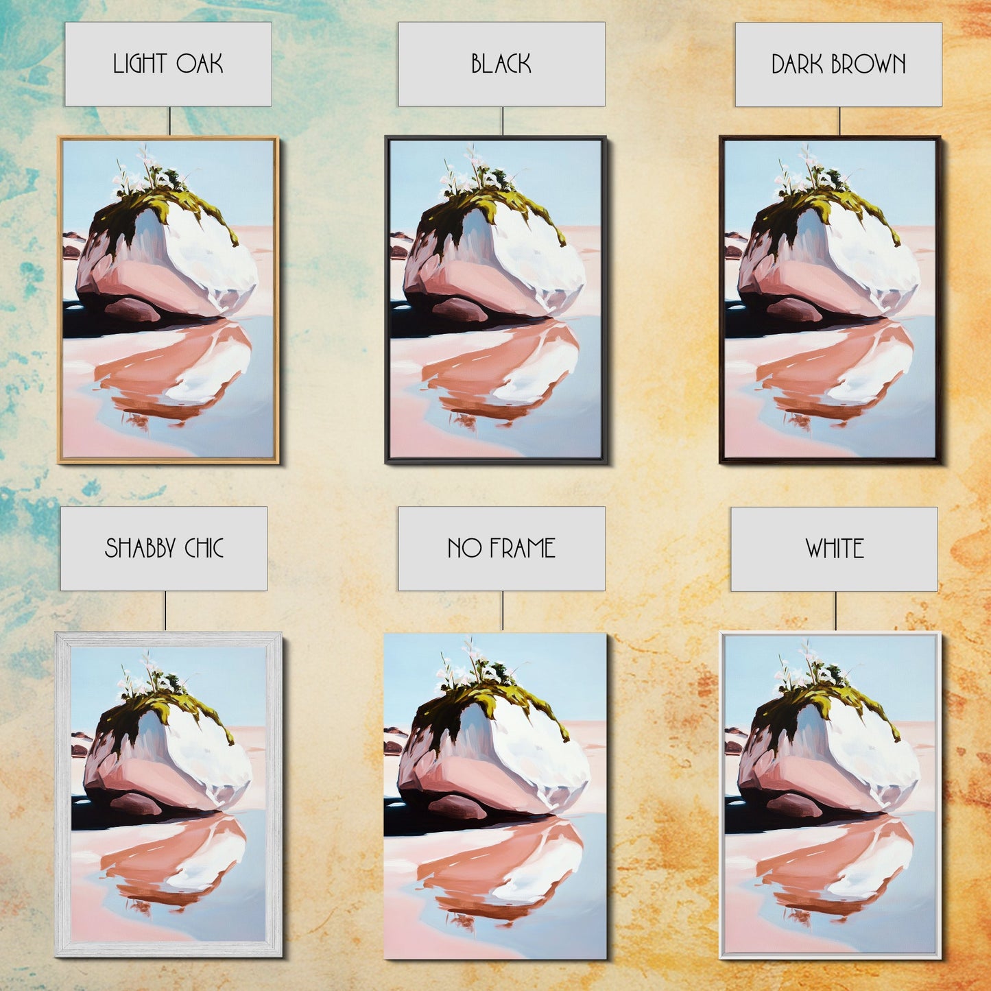 Modern Coastal Art, Abstract Beach Scene, Minimalist Ocean Print, Framed Canvas Print, Boho Seascape, Living Room Wall Art, Pastel Decor