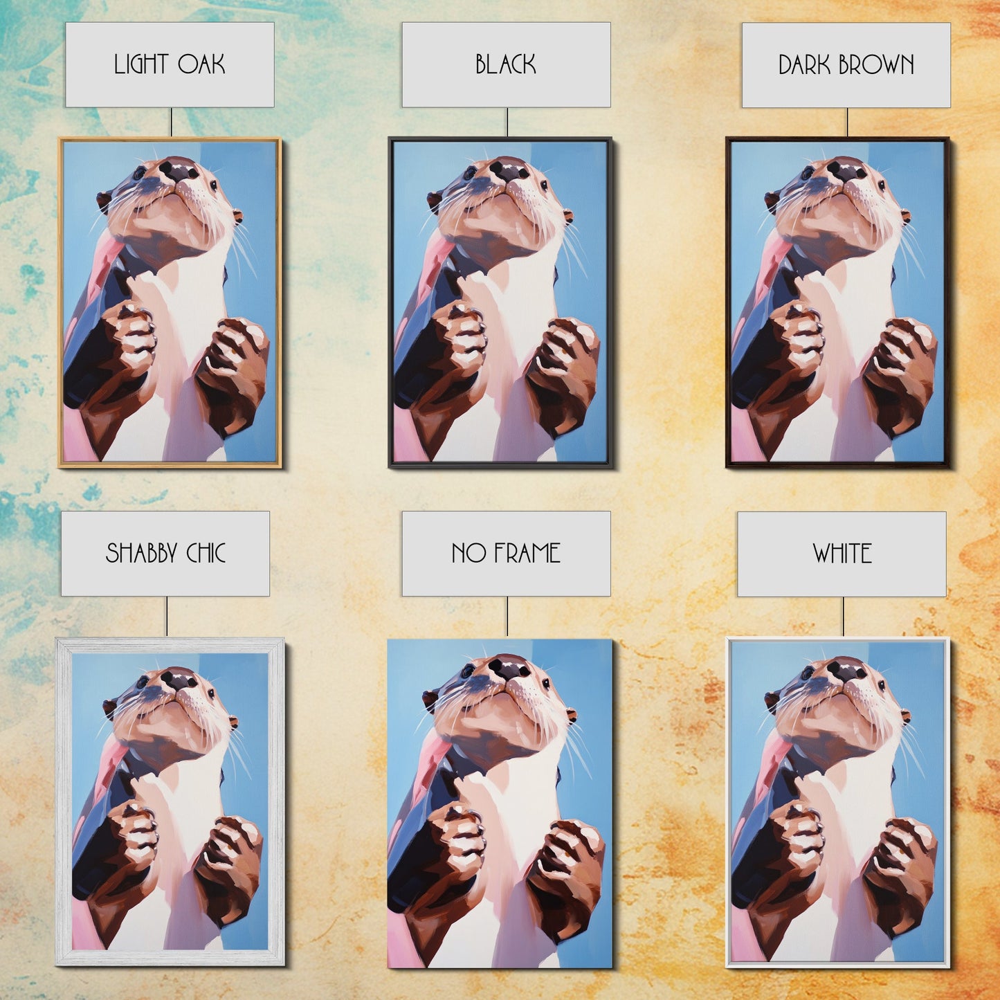 Otter Portrait, Animal Lover Gift, Cute Wildlife Art, Whimsical Decor, Framed Canvas Print, Playful Wall Art, Bedroom Artwork