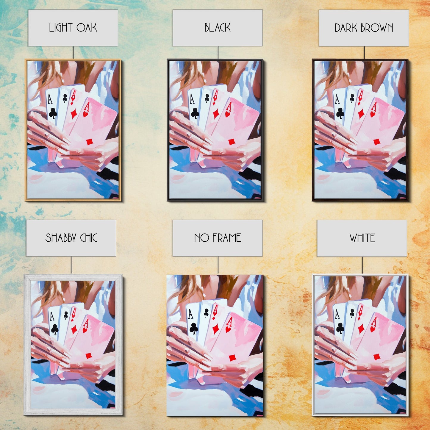 Poker Hand, Woman Holding Cards, Gambling Art, Casino Wall Art, Luxury Decor, Contemporary Art, Framed Canvas Print, Game Room