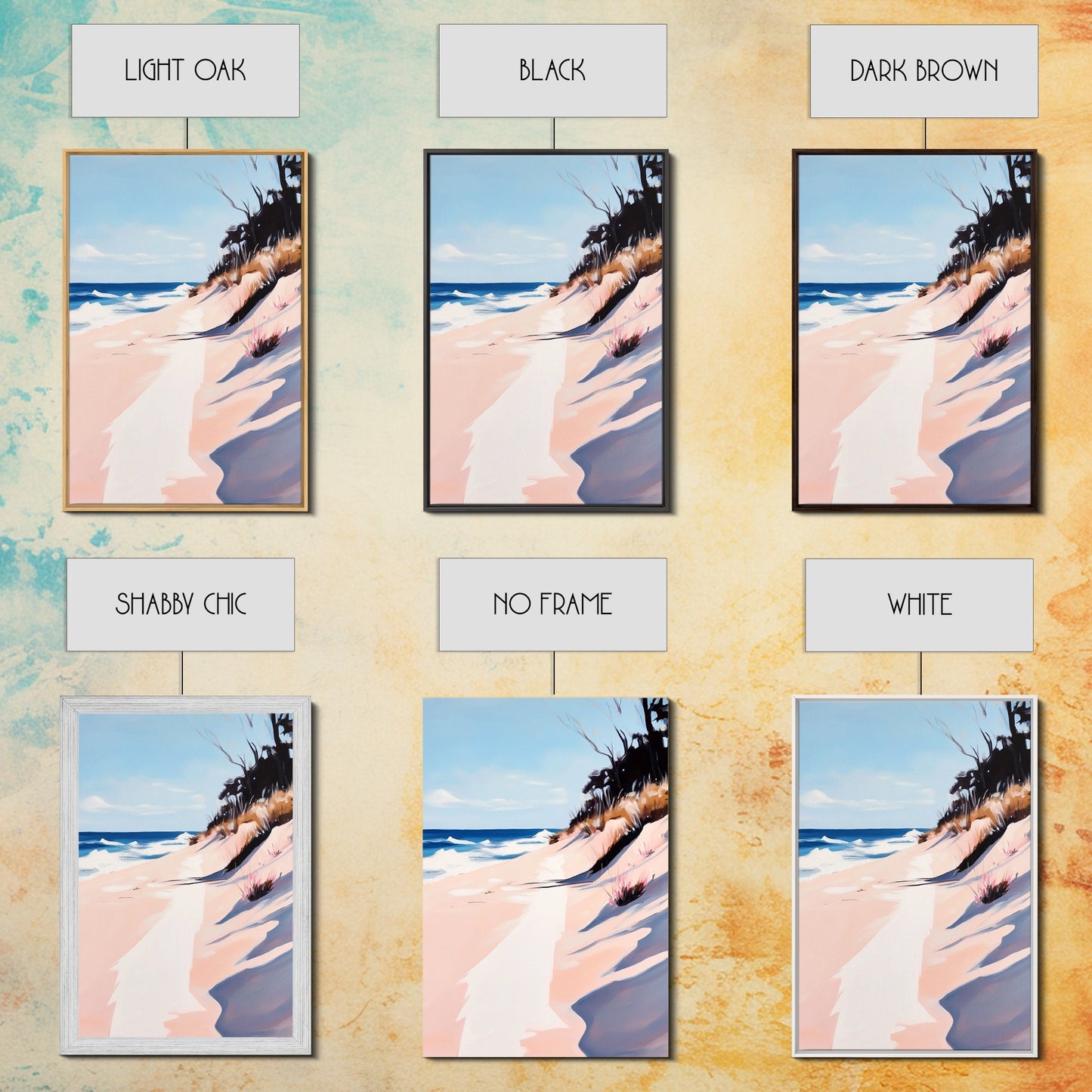 Beach Path, Coastal Art, Modern Seascape, Framed Canvas Print, Ocean Wall Art, Minimalist Beach Painting, Bedroom Wall Decor