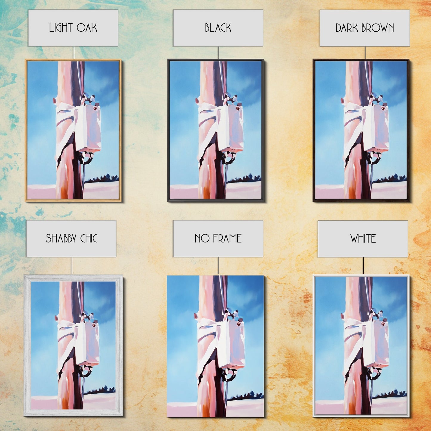 Rustic Pole, Coastal Minimalist Art, Framed Canvas Print, Boho Beach Decor, Nautical Painting, Seaside Home Aesthetic, Pastel Artwork