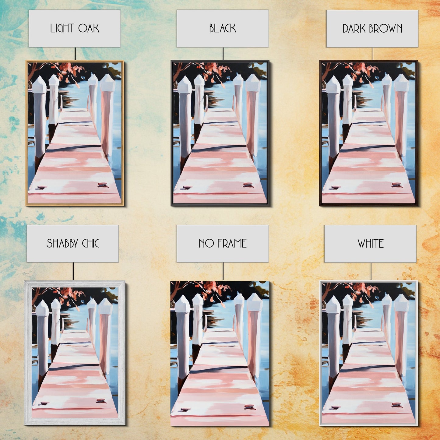 Serene Dock, Waterside Retreat, Nautical Art, Coastal Living, Summer Wall Decor, Bedroom or Office Art, Framed Canvas Print