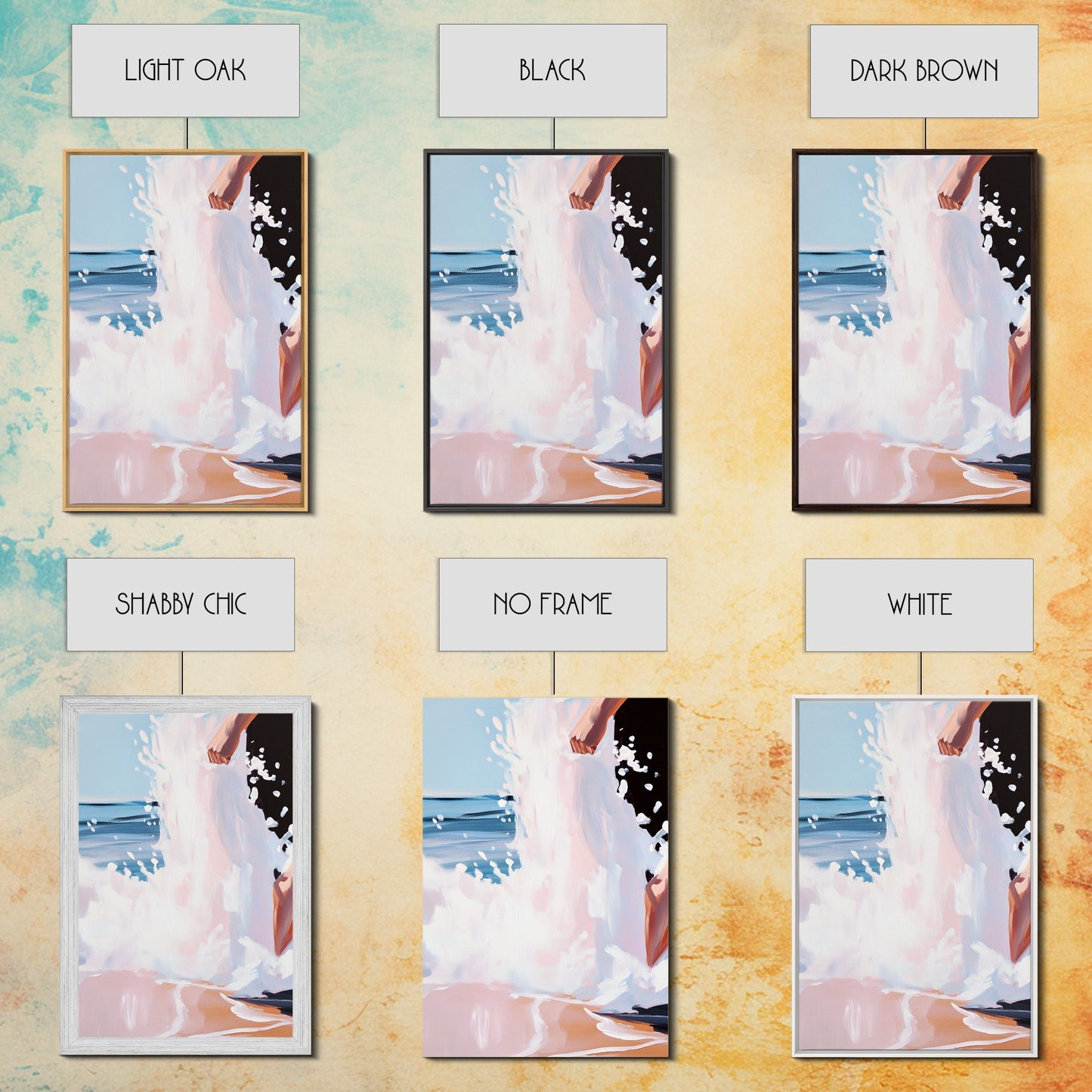 Wave Splash, Beach House Art, Ocean Print, Coastal Water Painting, Summer Vibes, Framed Canvas Print, Living Room Decor, Gift