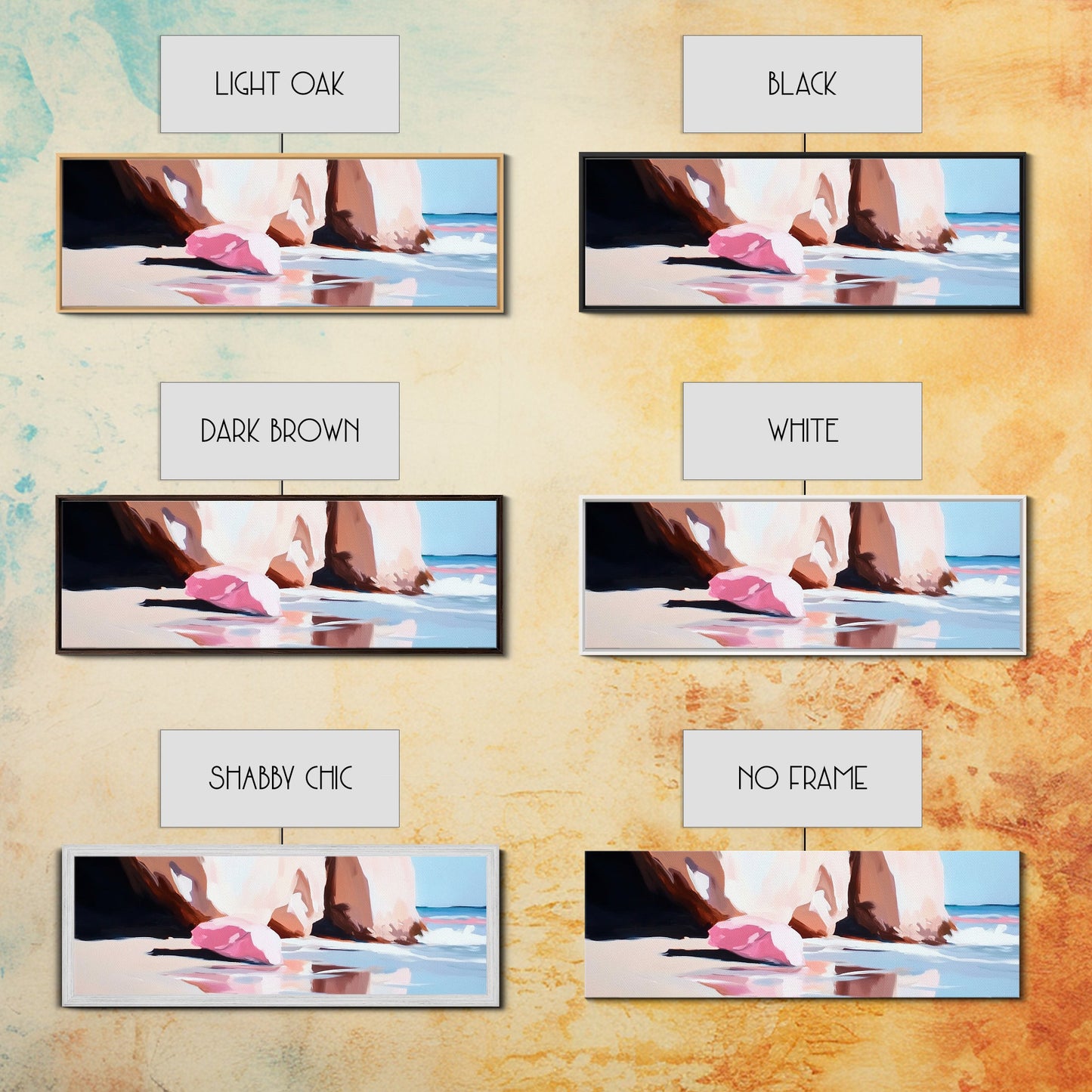 Pink Shoreline, Ocean Reflection, Coastal Wall Art, Framed Canvas Print, Minimalist Seascape, Beach House Decor, Living Room Artwork