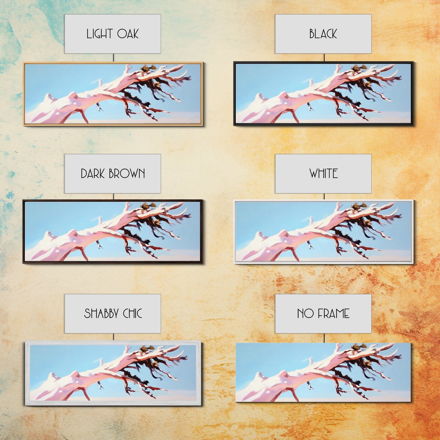 Wüstenbaum, abstrakte Landschaft, Erdtöne, Leinwanddruck, minimalistische Naturkunst, Wanddekoration fürs Wohnzimmer, modernes Boho-Gemälde