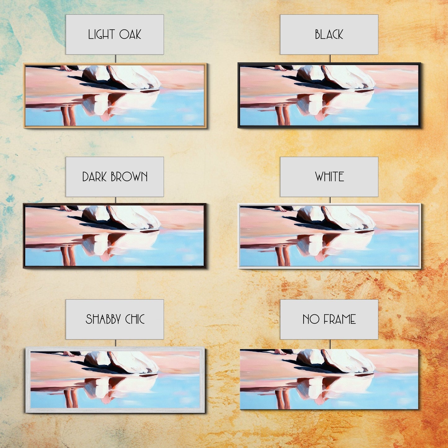 Reflection, Beach Sand, Framed Canvas Print, Coastal Home Decor, Soft Aesthetic, Minimalist Art, Dreamy Seascape, Serene Painting