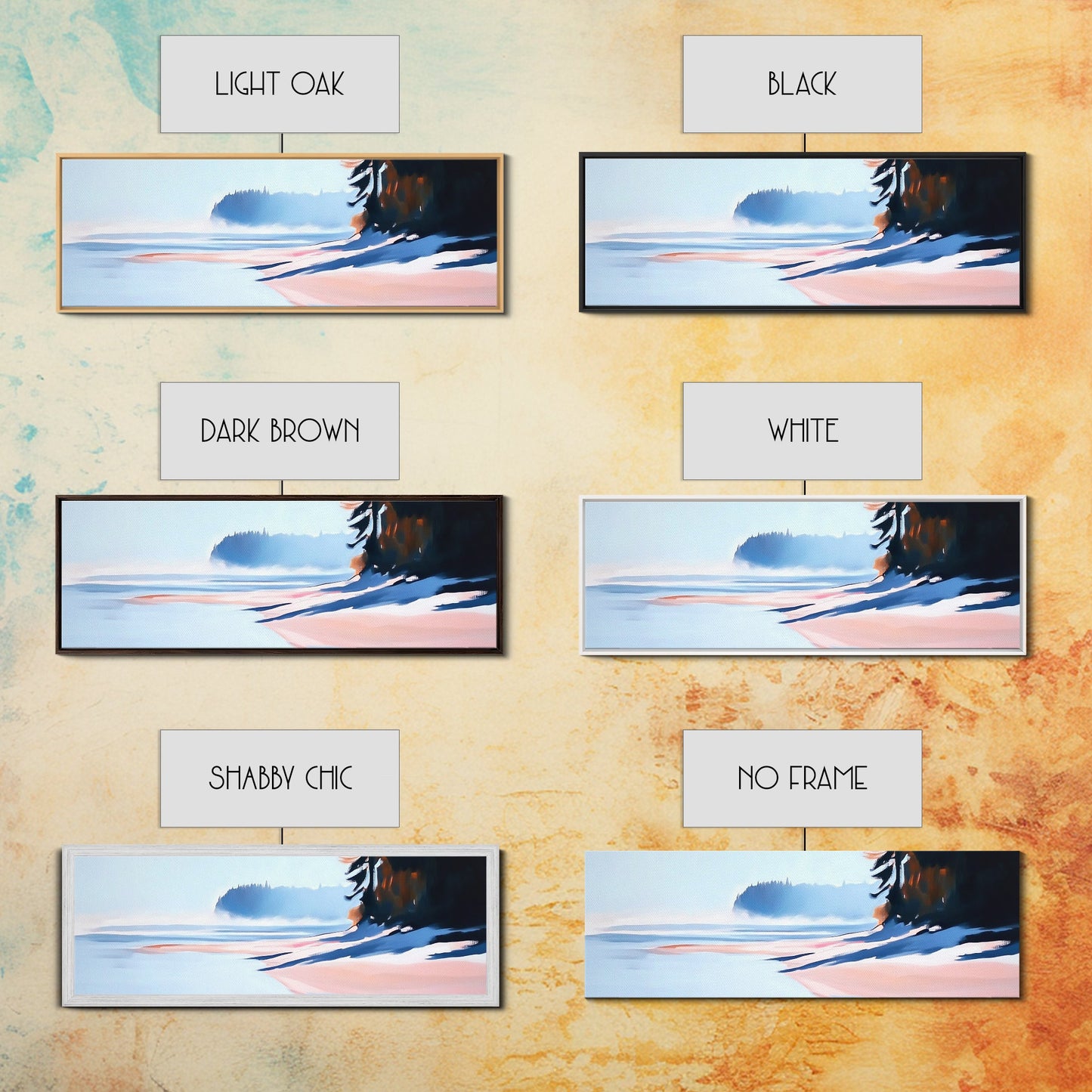 Misty Shoreline, Coastal Landscape Art, Minimalist Seascape, Ocean View, Framed Canvas Print, Modern Home Decor, Living Room Art