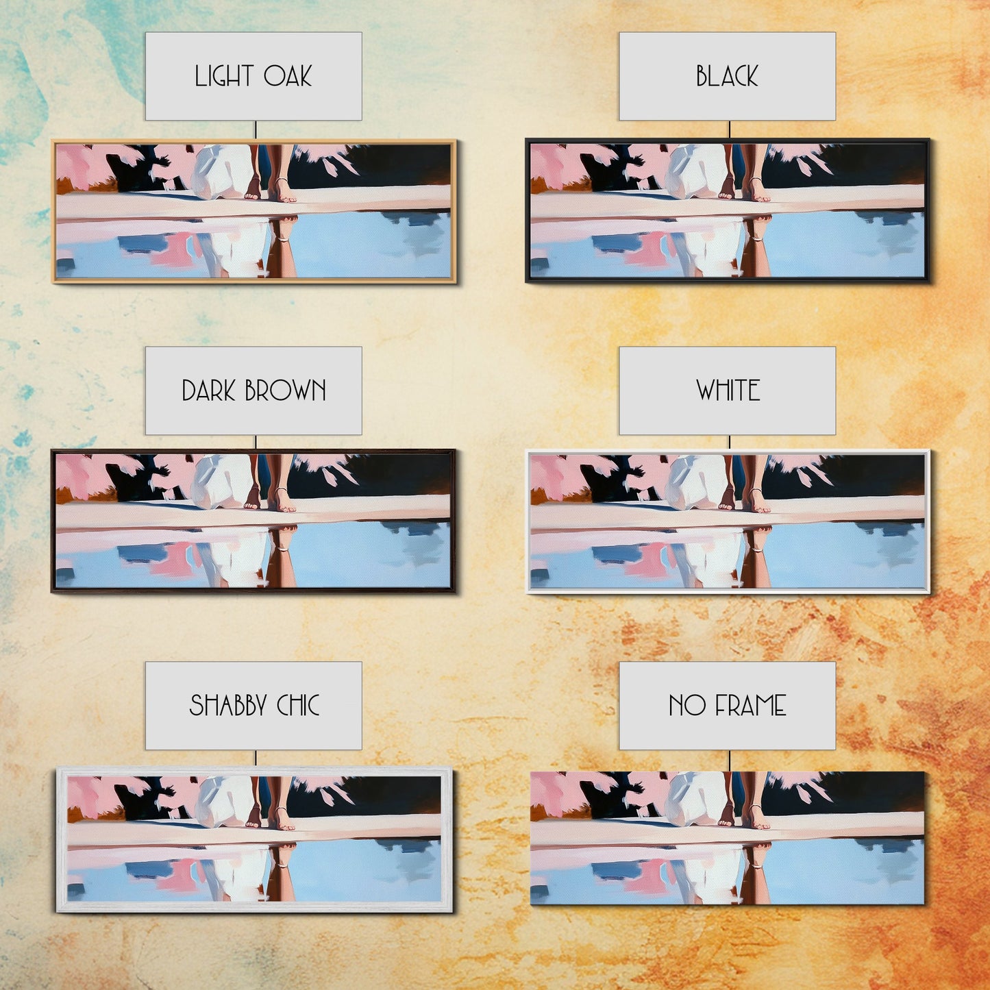 Reflection Beauty, Elegant Aesthetic, Nature Painting, Romantic Minimalism, Framed Canvas Print, Living Room Decor, Feminine Artwork