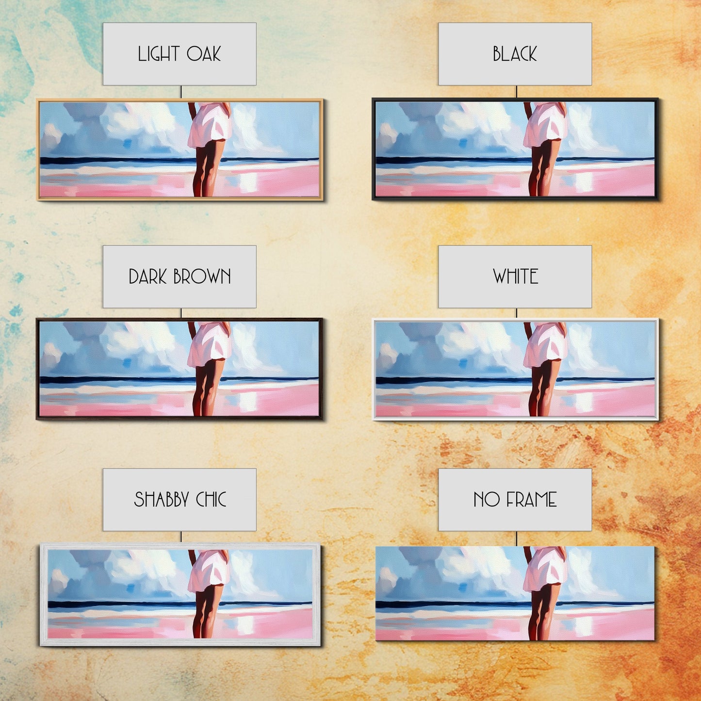 Woman by Ocean, Beach Reflection, Serenity Art, Framed Canvas Print, Modern Coastal Decor, Minimalist Wall Art, Bedroom Artwork