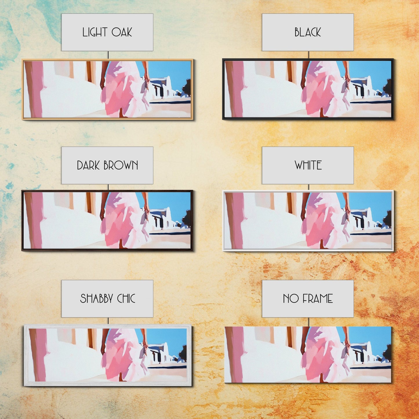 Pink Dress, Elegant Stroll, Romantic Scene, Framed Canvas Print, Modern Wall Art, Feminine Decor, Stylish Living Room Artwork