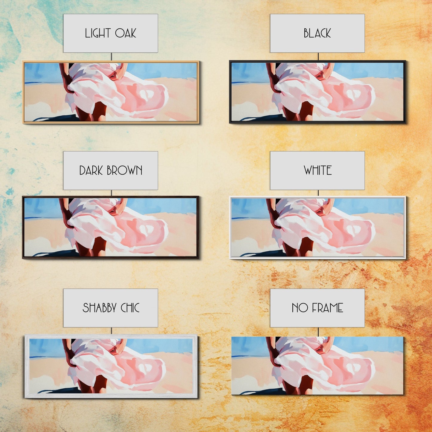 Flowing Dress, Windy Beach, Coastal Summer Art, Framed Canvas Print, Minimalist Boho Decor, Ocean Wall Artwork, Seaside Aesthetic