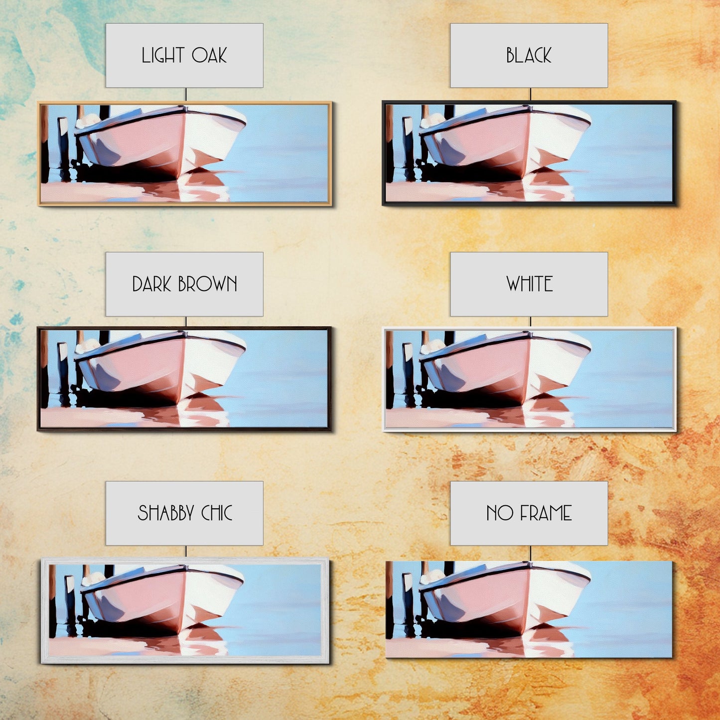 Ankerboot, maritimer Charme, maritime Kunst, gerahmter Leinwanddruck, Küstenwohnzimmerdekoration, Wandkunst für Strandhäuser, Meeresgemälde