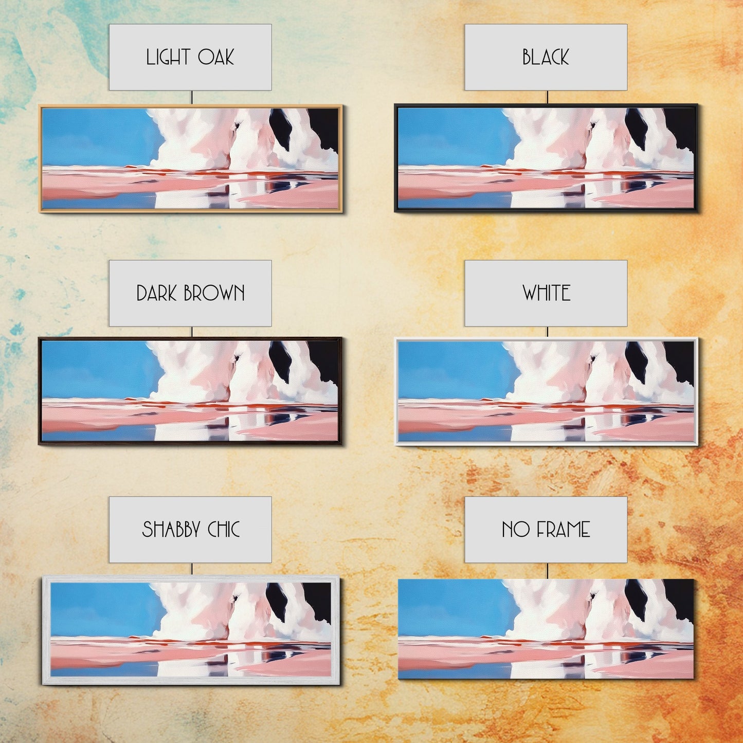 Ocean Reflection, Pink Waves, Abstract Seascape, Modern Coastal Art, Minimalist Decor, Framed Canvas Print, Living Room Wall Art