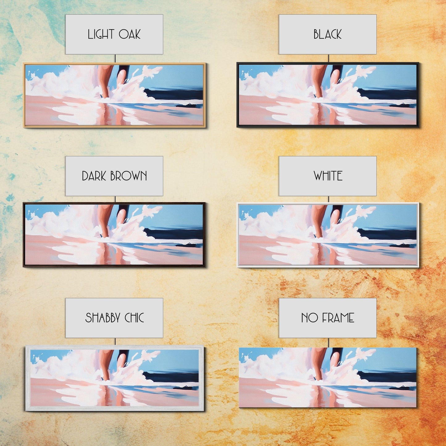 Waves and Feet, Coastal Wall Art, Ocean Art, Beach Lover Gift, Seascape Painting, Framed Canvas Print, Modern Living Room Decor