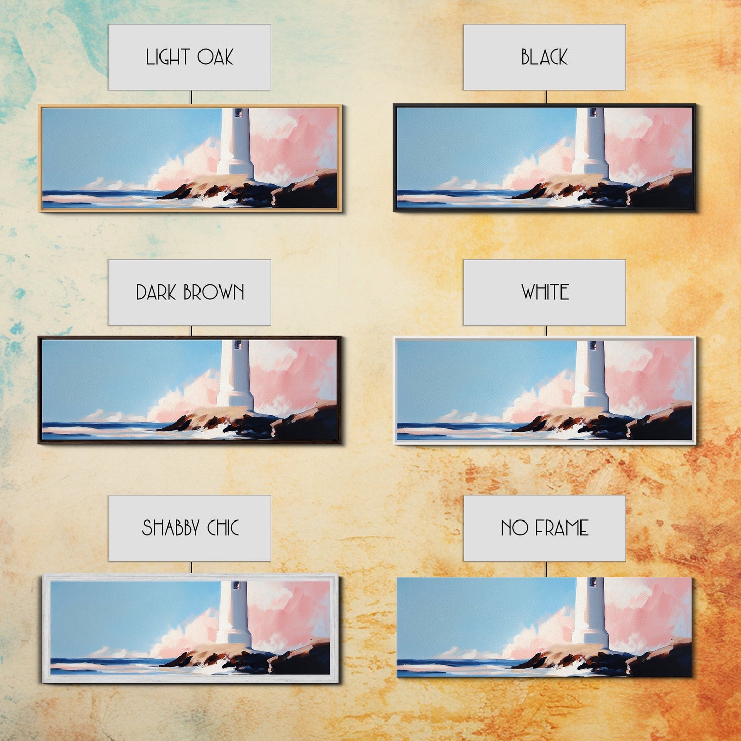 Leuchtturm, Küstenmotiv, Maritime Dekoration, Meerblick, Gerahmter Leinwanddruck, Strandhauskunst, Minimalistische Kunst, Schlafzimmer-Wandkunst