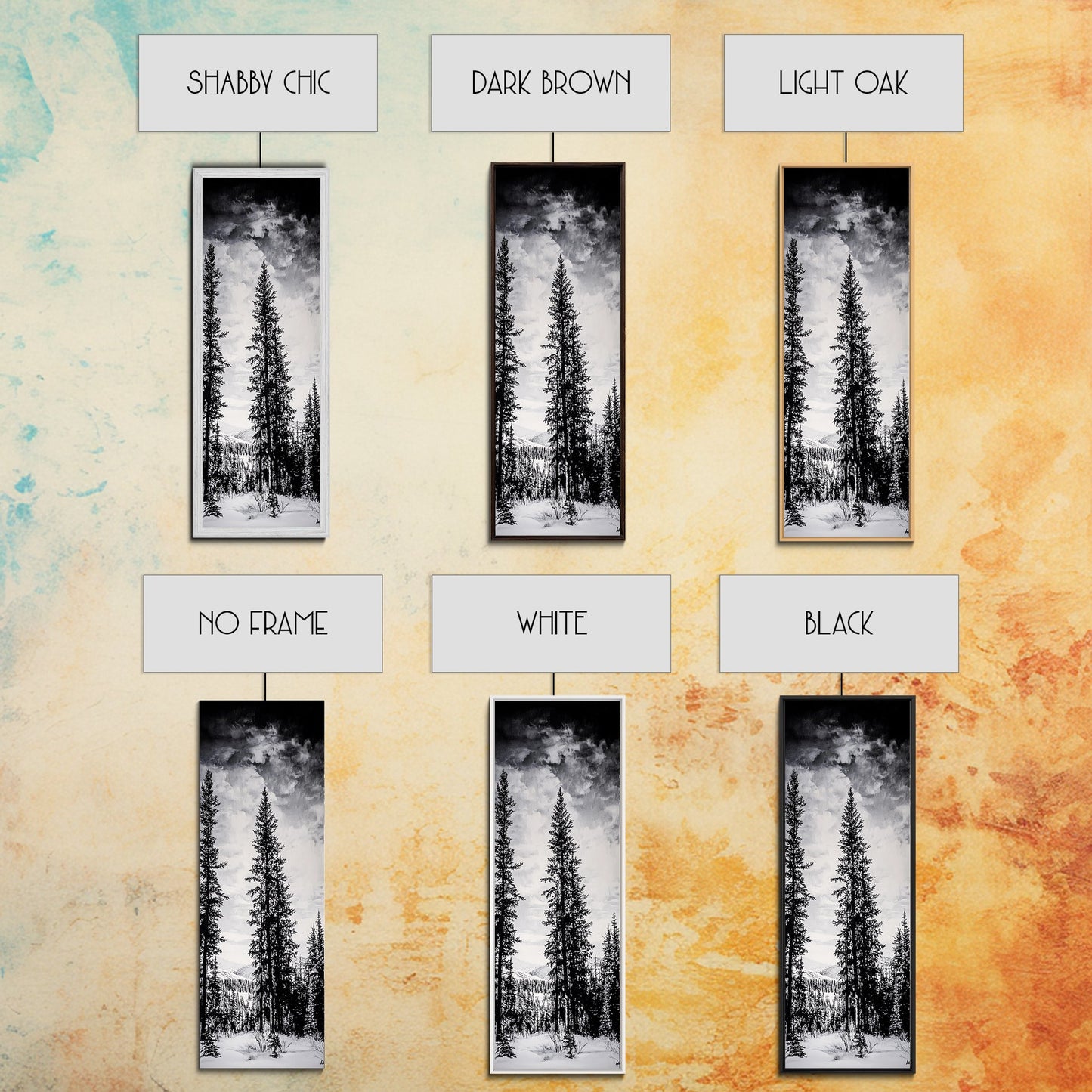 Black White Pine, Winter Forest, Nature Wall Art, Christmas Decor, Modern Minimalist, Monochrome Print, Framed Canvas Print