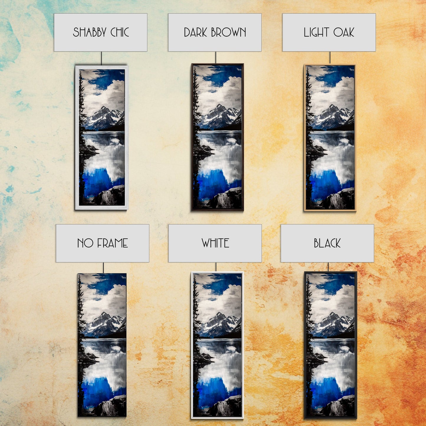 Serene Lake, Blue Mountain Reflection, Tranquil Water Art, Nature Wall Decor, Contemporary Landscape, Canvas Print