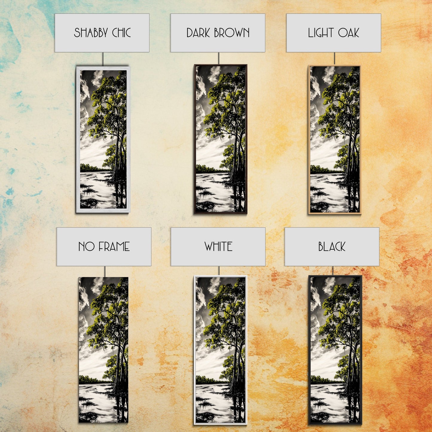 Swamp Trees, Black and White Landscape, Nature Wall Art, Rustic Home Decor, Framed Canvas Print, Large Wall Art, Office Art, Neutral Decor