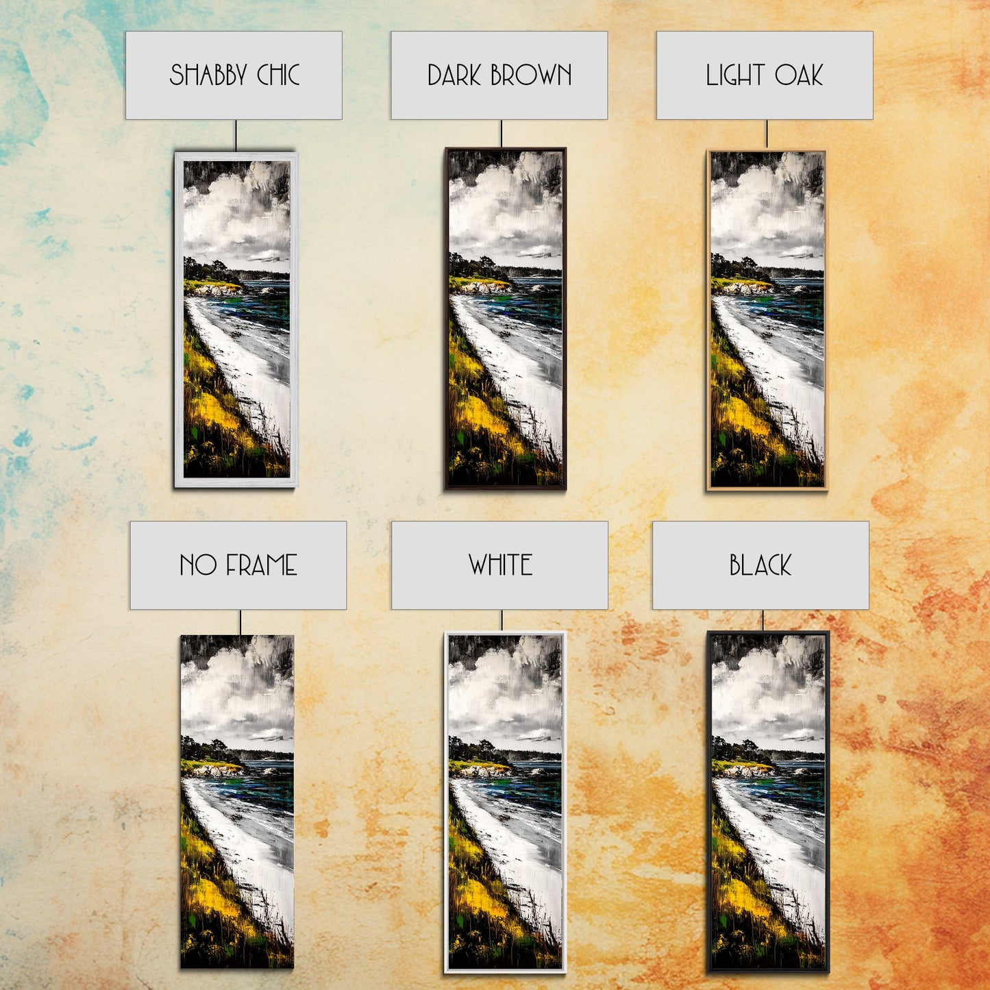 Serene Shoreline, Coastal Landscape, Framed Canvas Print, Beach Scene Painting, Ocean Wall Art, Nautical Decor, Living Room Wall Art