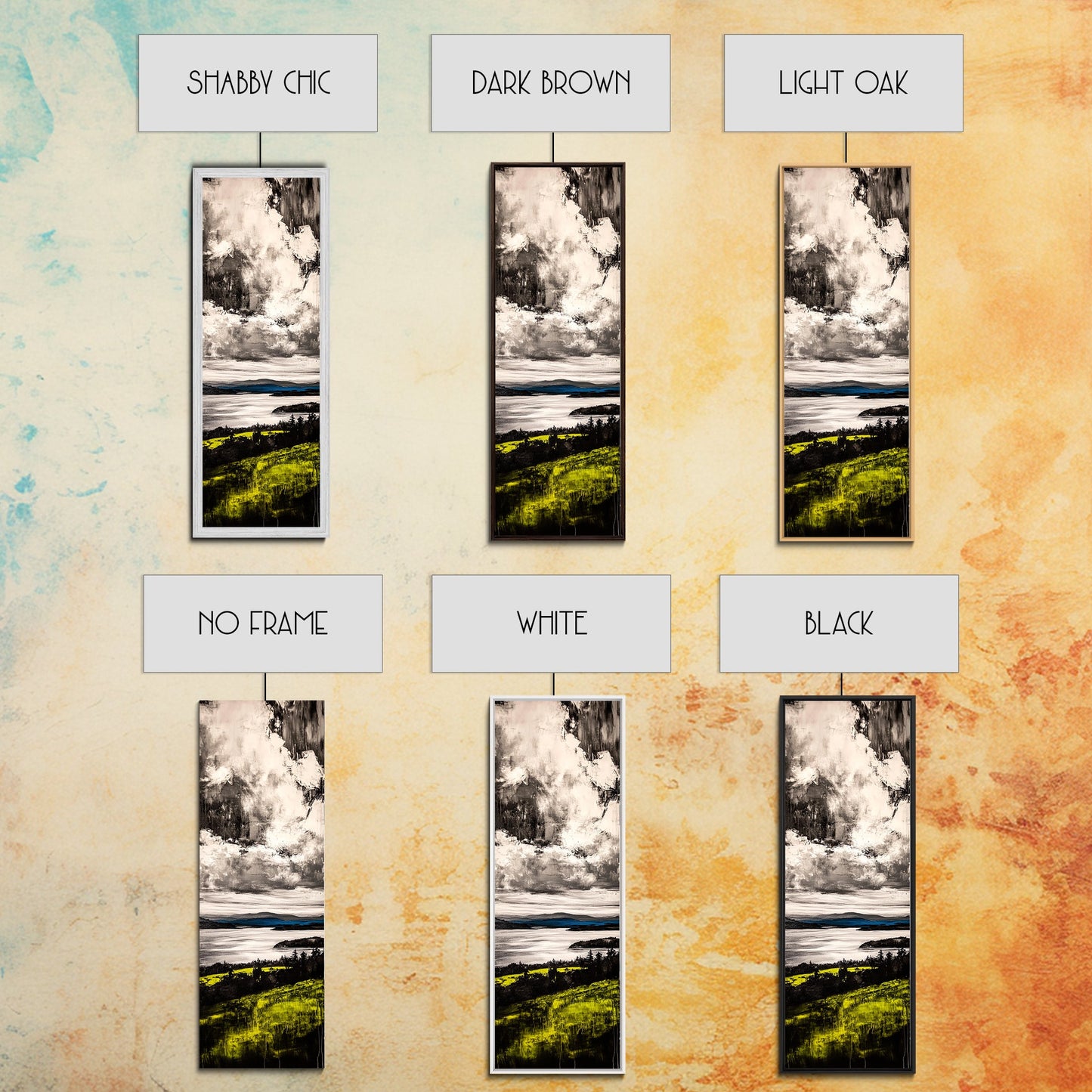 Moody Lake View, Dramatic Sky Painting, Modern Landscape Art, Framed Canvas Print, Living Room Wall Decor, Nature Inspired, Office Artwork