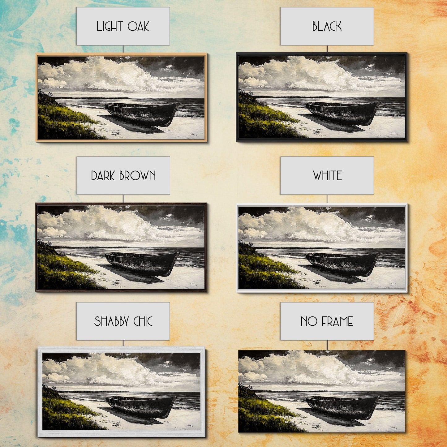 Abandoned Boat, Black White, Seaside Art, Framed Canvas Print, Rustic Beach Decor, Nautical Wall Art, Coastal Print, Office Decor