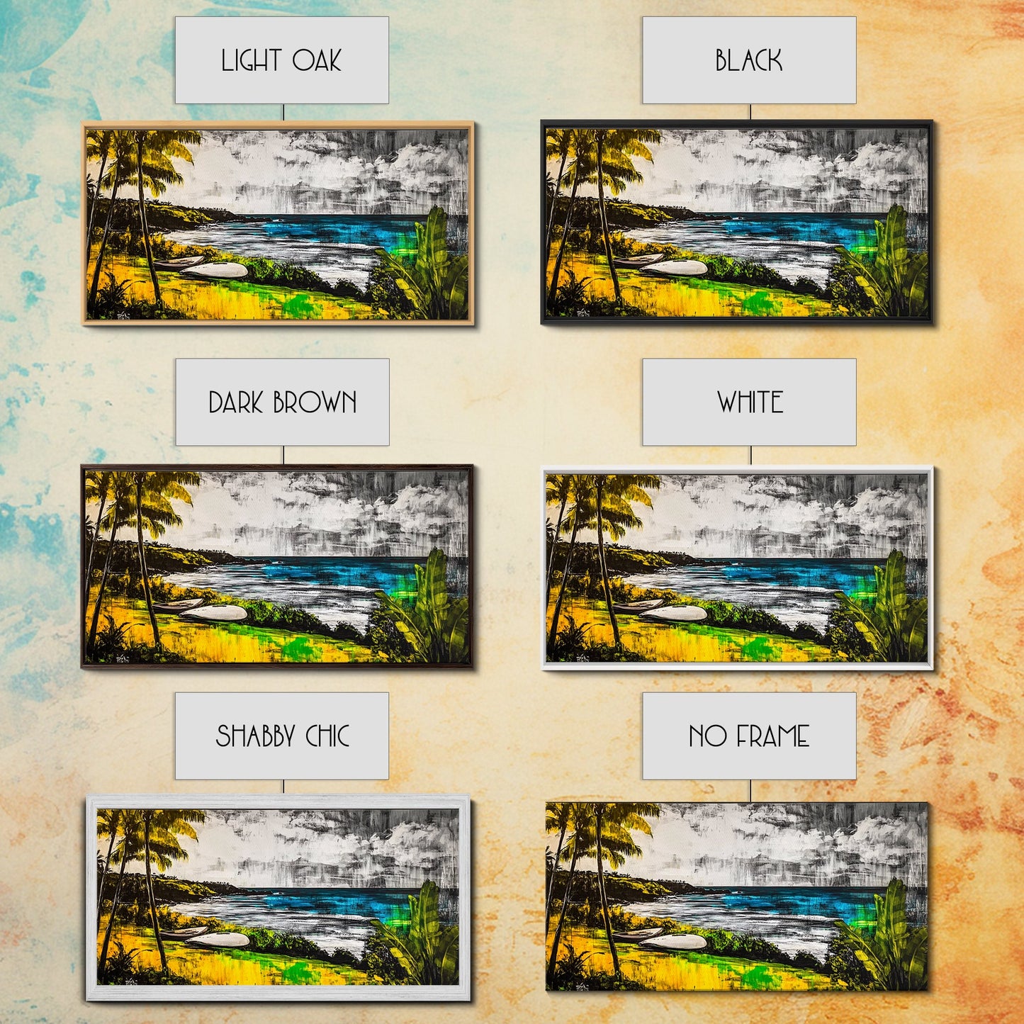 Tropical Paradise, Ocean Landscape, Coastal Wall Art, Framed Canvas Print, Beach House Decor, Living Room Art, Modern Nautical Art