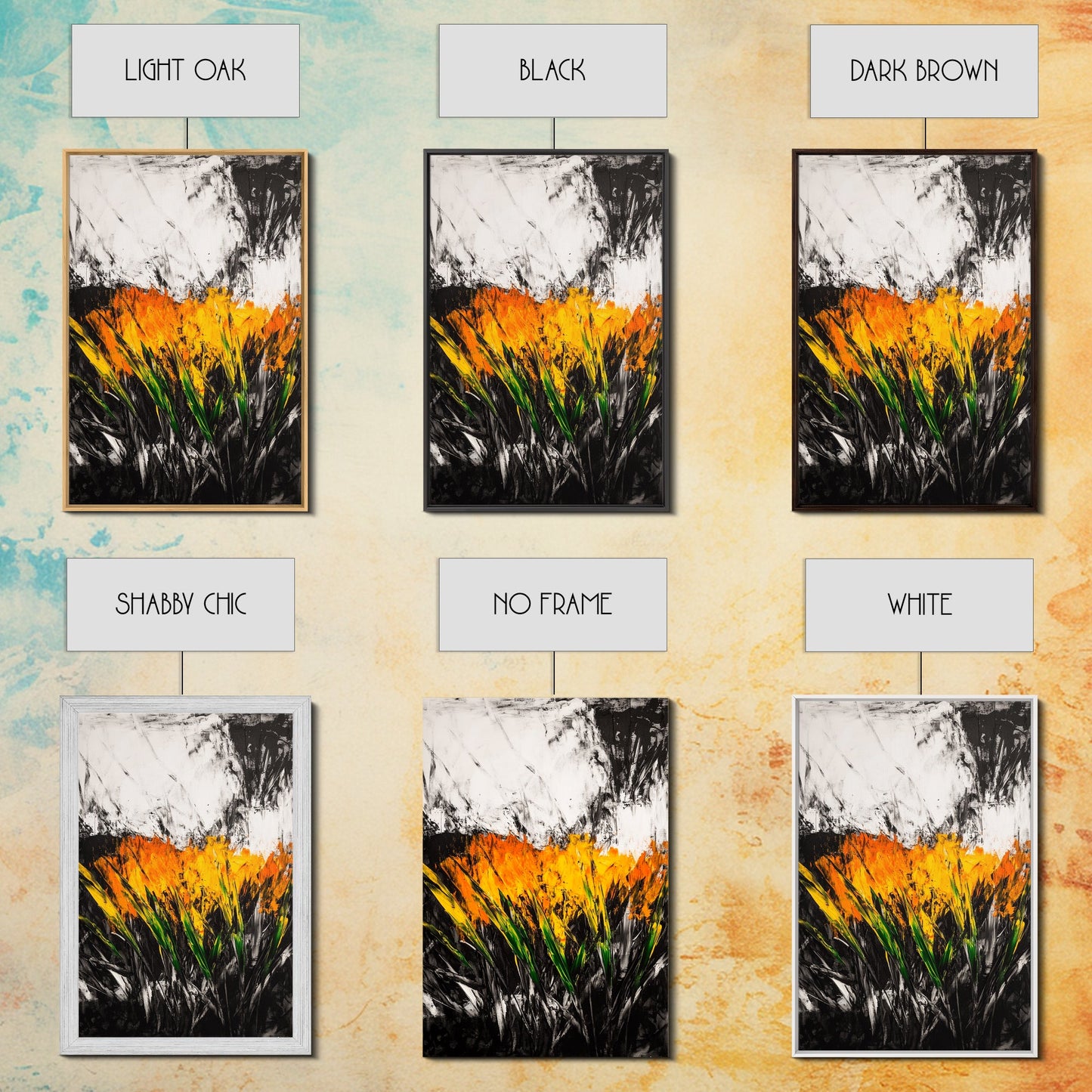 Fiery Wildflowers, Black White Abstract, Nature Art, Floral Painting, Contemporary Living Room Decor, Statement Piece, Canvas Print