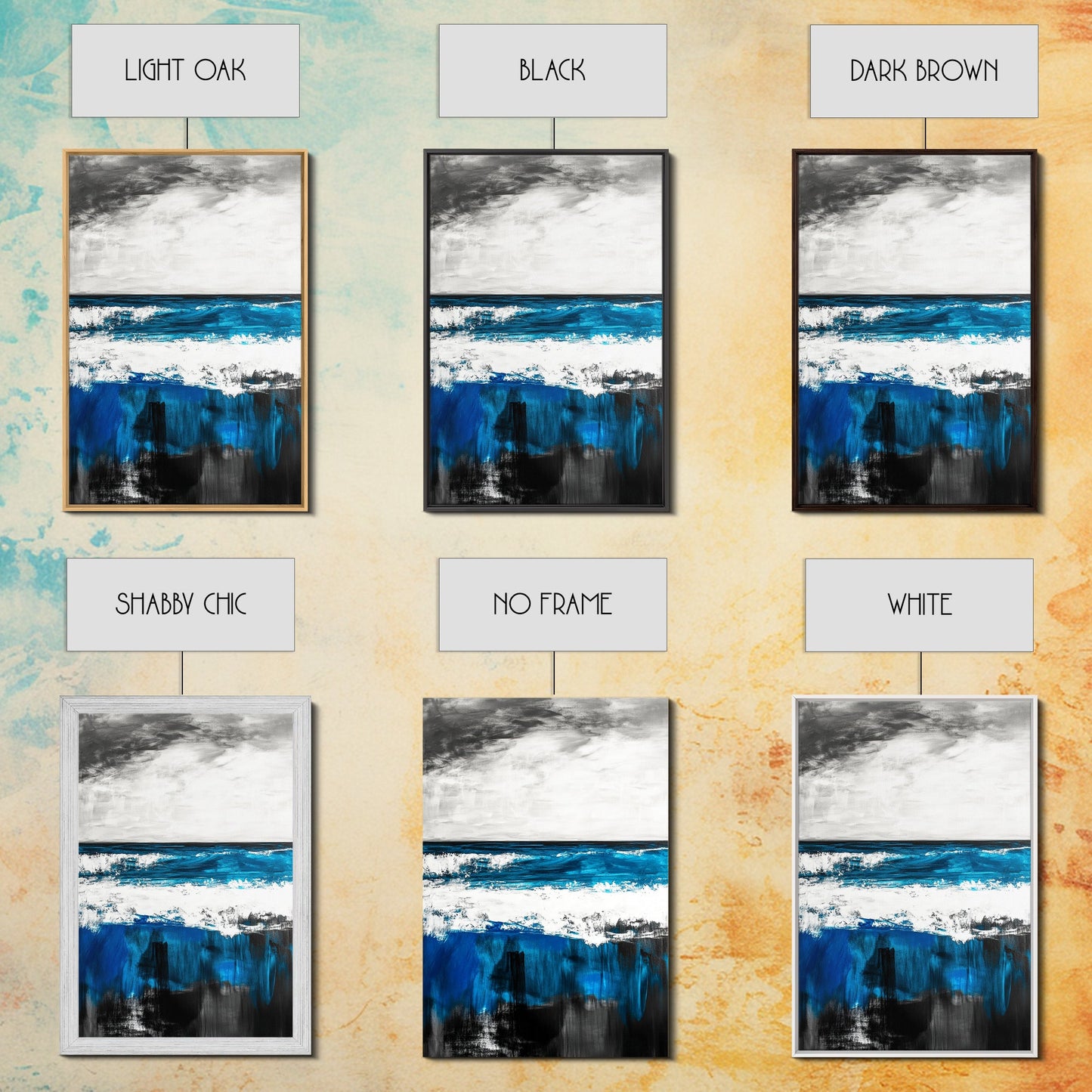 Blue Ocean, Coastal Landscape, Modern Art, Framed Canvas Print, Beach House Decor, Contemporary Seascape, Living Room Wall Art