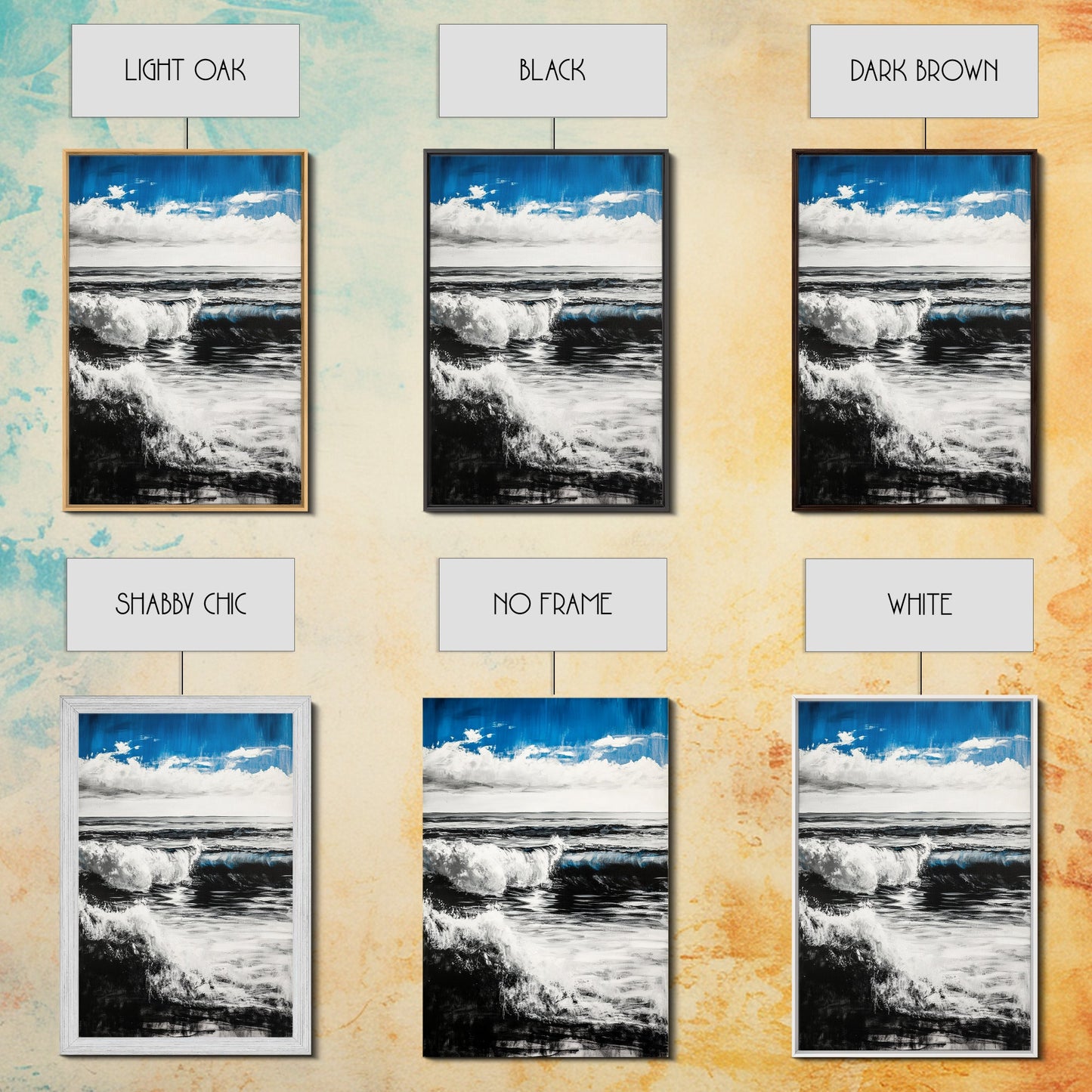 Ocean Horizon, Abstract Painting, Blue Waves, Canvas Print, Modern Seascape, Minimalist Beach Decor, Contemporary Wall Art