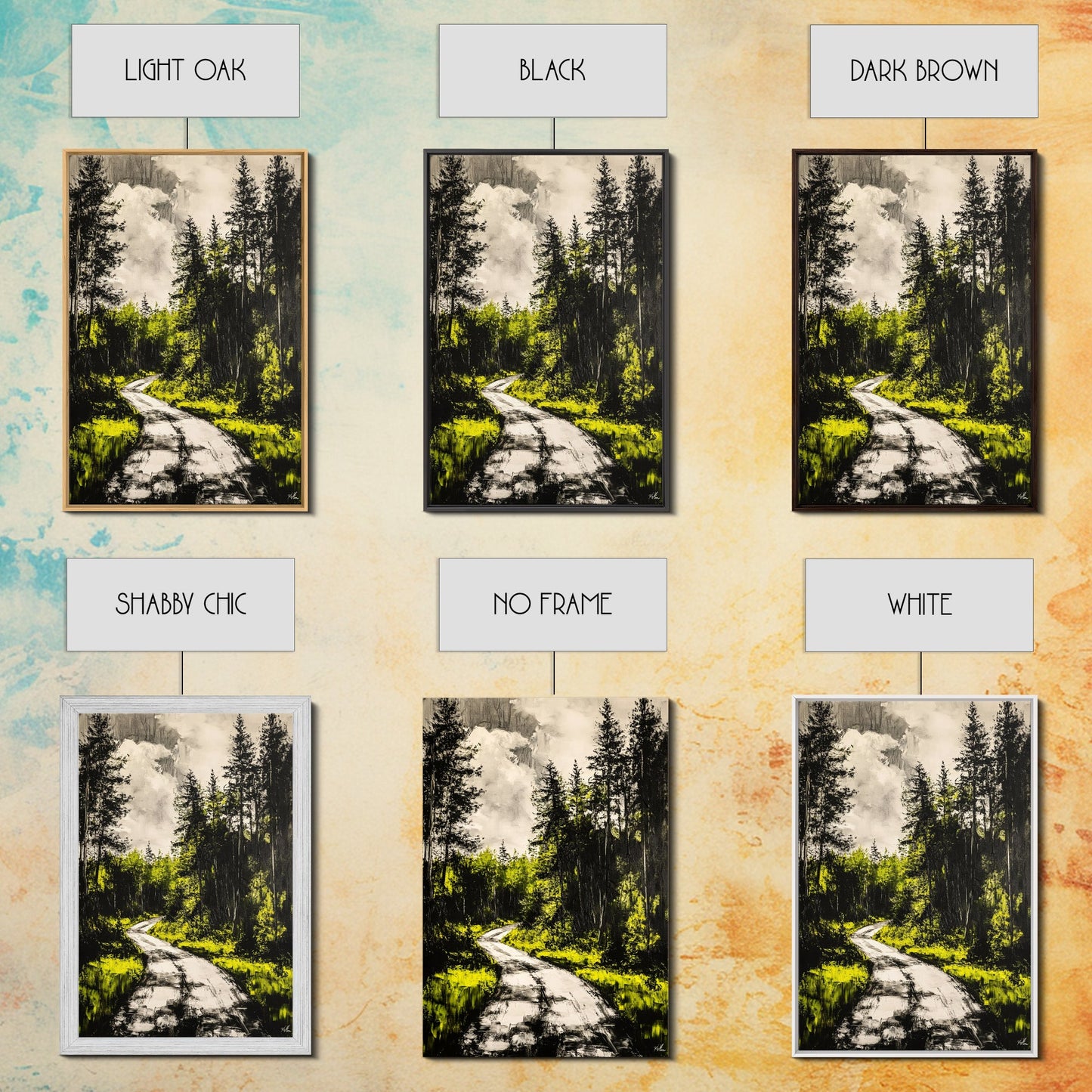 Forest Path, Nature Wall Art, Rustic Landscape, Cabin Decor, Outdoor Aesthetic, Greenery Painting, Framed Canvas Print