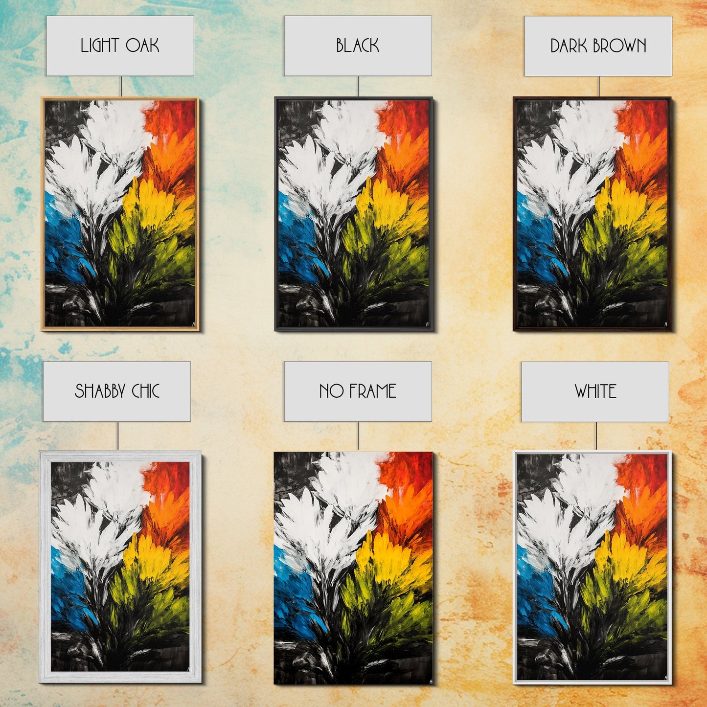 Abstract Floral Art, Expressionist Print, Flower Wall Decor, Modern Botanical Artwork, Vibrant Home Aesthetic, Framed Canvas Print