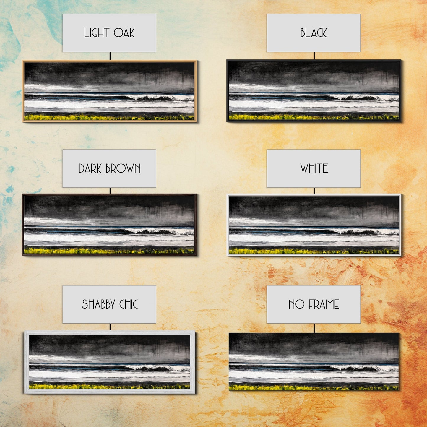 Stormy Ocean, Rolling Waves, Coastal Horizon, Dark Sky, Framed Canvas Print, Minimalist Wall Art, Beach House Decor, Ocean Lovers Gift