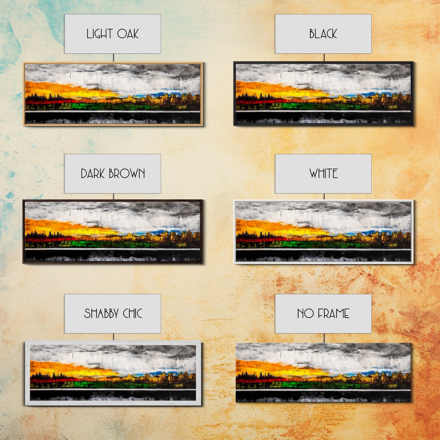 Sunset Landscape, Autumn Trees, Nature Art, Framed Canvas Print, Mountain Scene, Moody Sky, Living Room Wall Art, Dramatic Fall Decor