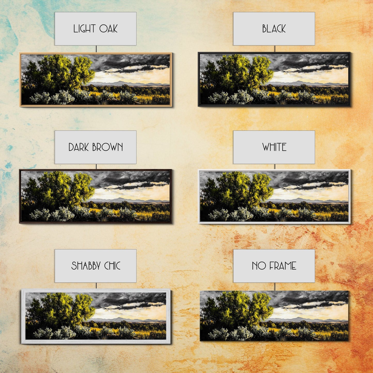 Desert Sunset, Cactus Landscape, Southwest Art, Nature Wall Decor, Framed Canvas Print, Earthy Home Decor, Rustic Western Art, Moody Wall Decor